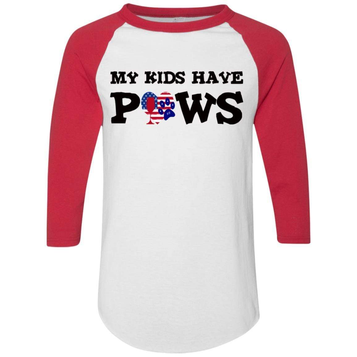 My Kids Have Paws Colorblock Raglan Jersey - Funny Dog Lover T-Shirt for Women | WineyBitches.Co | Perfect for Pet Owners, Dog Moms & Animal Lovers