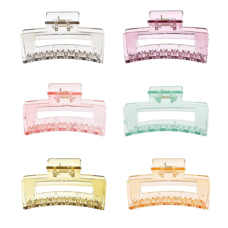 Belicia 6-Piece Jelly Hair Clips Set - 2023 New Acrylic Black Hair Clips for Women with Strong Hold, Perfect for Thick & Thin Hair - Multicolor Cute Hair Accessories - Great Gift Idea for Everyday Use, Parties & Special Occasions