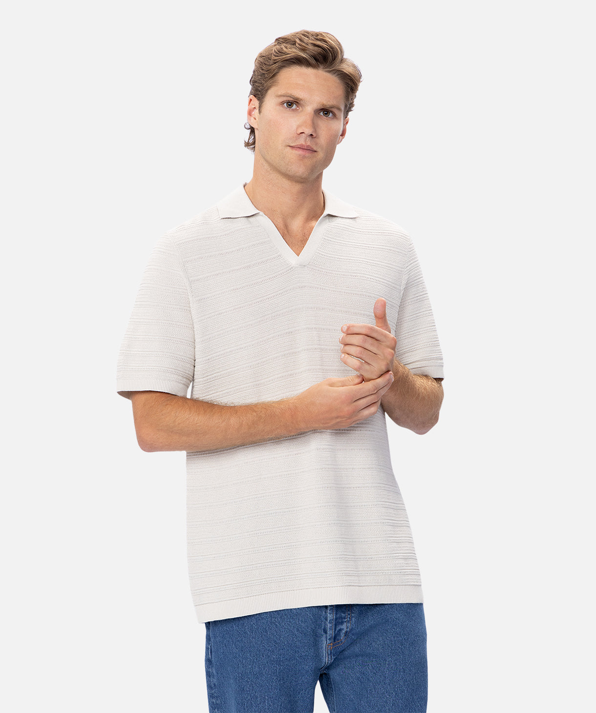 Lorenzo Polo Shirt for Men - Premium Stone Color Casual Button Down Shirt | Office Wear, Business Casual & Weekend Outfits