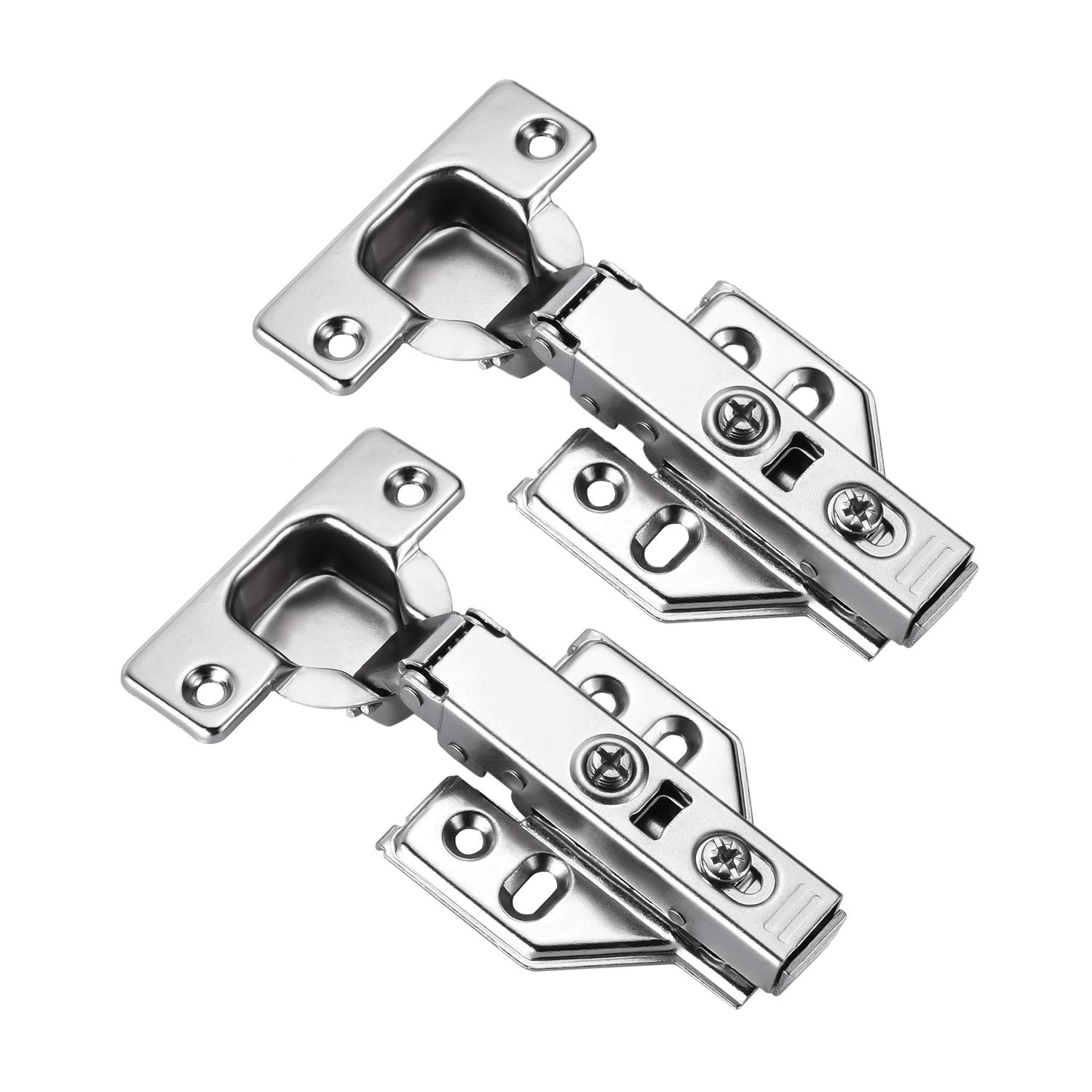 2-Pack 110 Degree Frameless Cabinet Door Concealed Hinges - Full Overlay, 35mm Cup Nickel Plated Door Hinges for Kitchen Cabinets, Wardrobes & Furniture Installation
