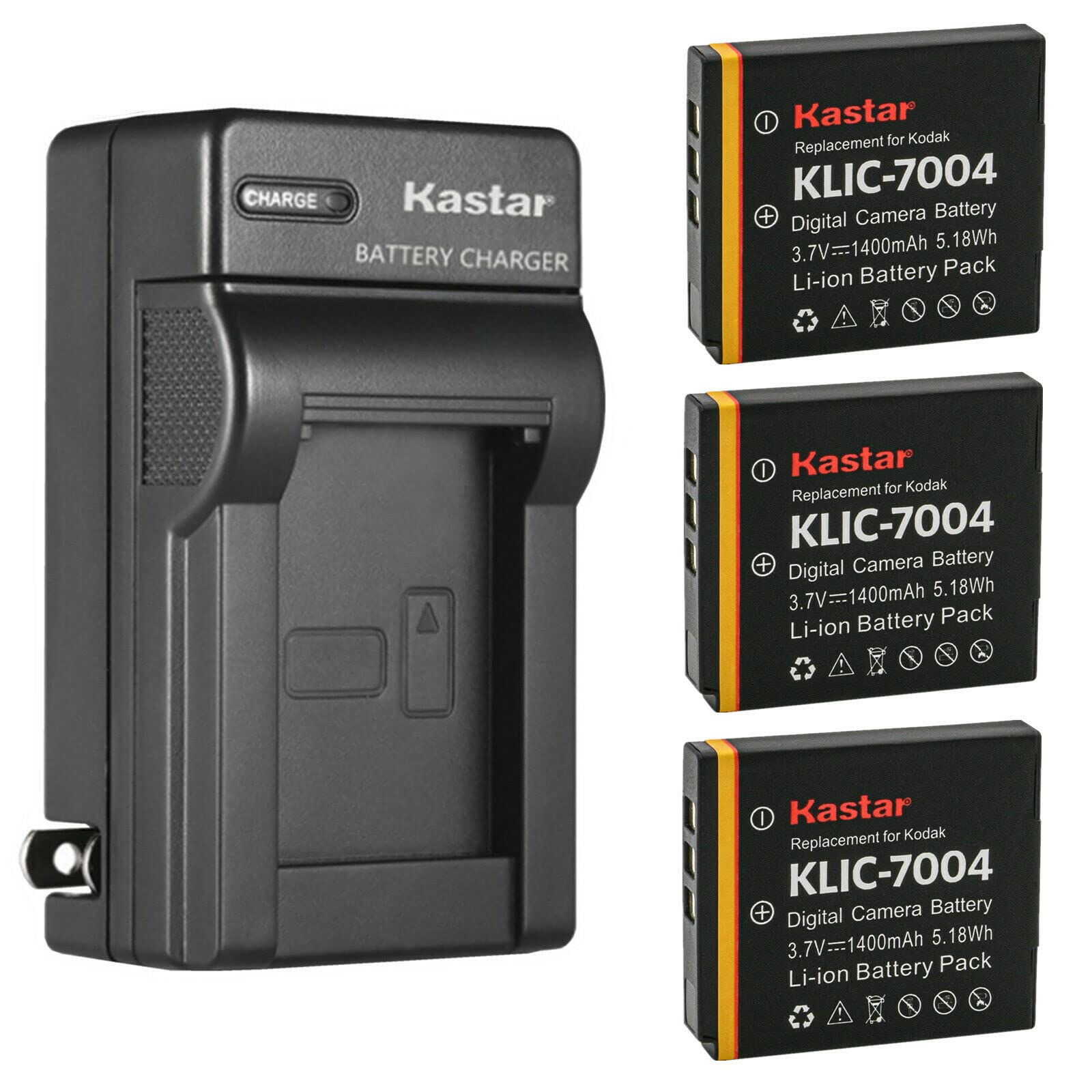 Kastar 3-Pack Replacement Battery and AC Wall Charger for Kodak EasyShare M1033/M1093/M2008/V1073/V1233/V1253/V1273 Digital Cameras - Perfect for Travel Photography & Daily Use