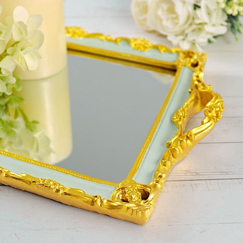 15x10 Inch Metallic Rectangular Mirror Serving Tray with Handles - Elegant Party Decor, Cocktail Serving, Home Decor & Gift Idea for Weddings, Hostess & Housewarming