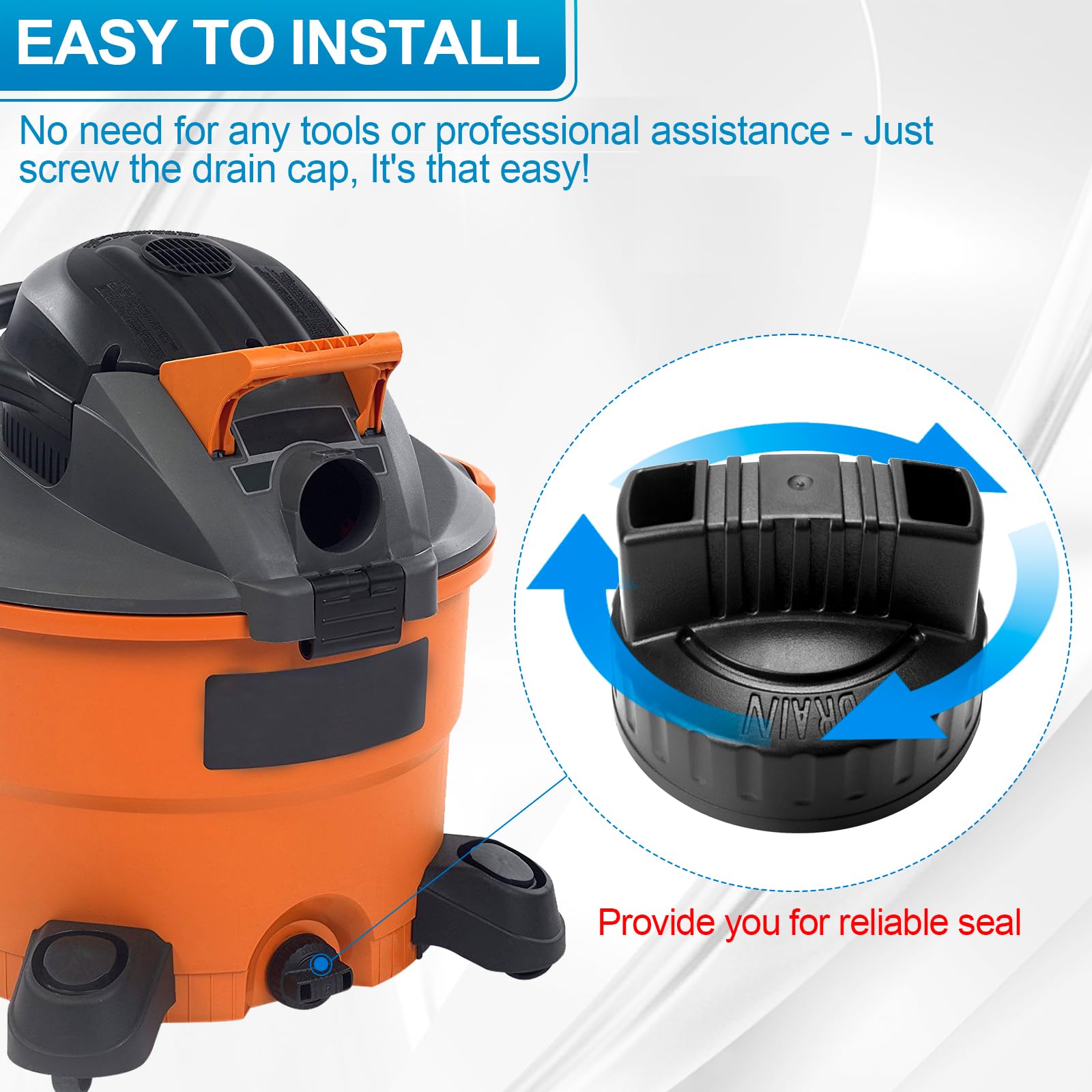 Ridgid Shop Vacuum Replacement Drain Cap - 1.97'' ID Wet/Dry Vacuum Cleaner Accessory (2 Pack) | Compatible with 47922 Vac Drain | Perfect for Workshop, Garage & Home Cleaning