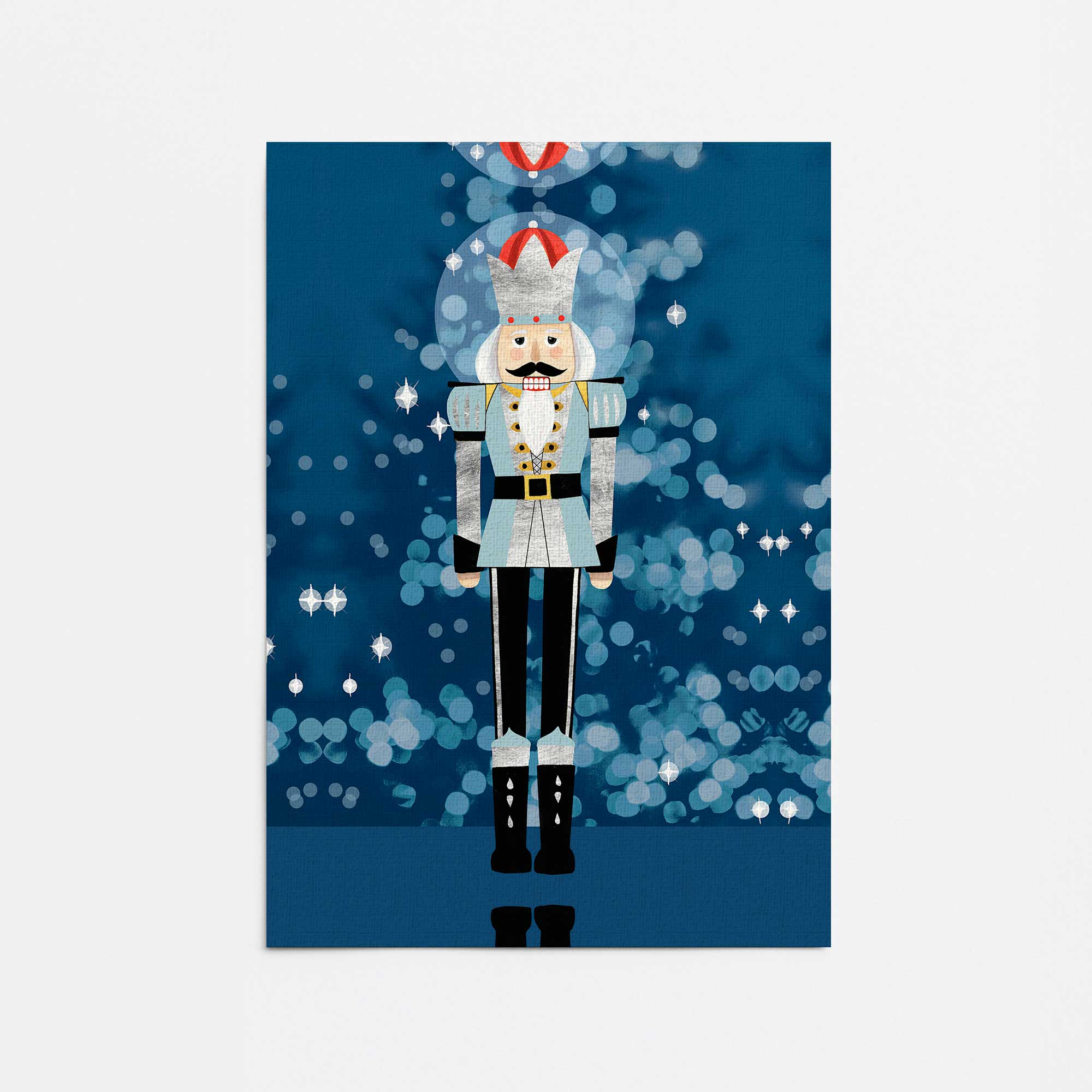 Blue Classic Nutcracker Canvas Print - Holiday Home Decor, Christmas Wall Art for Living Room & Bedroom