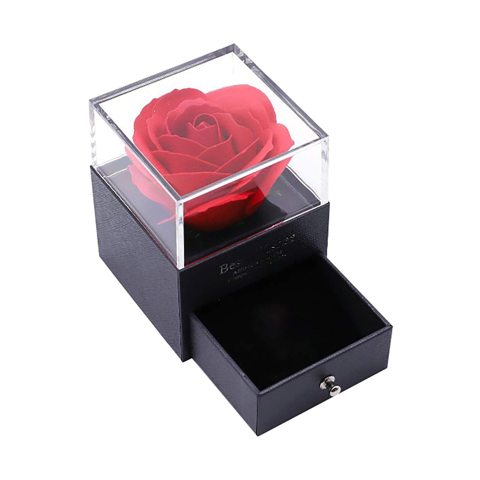 Handmade Everlasting Rose Gift Box - Preserved Artificial White Roses in Black Box, Perfect for Mother's Day, Anniversary, Wedding & Home Decor