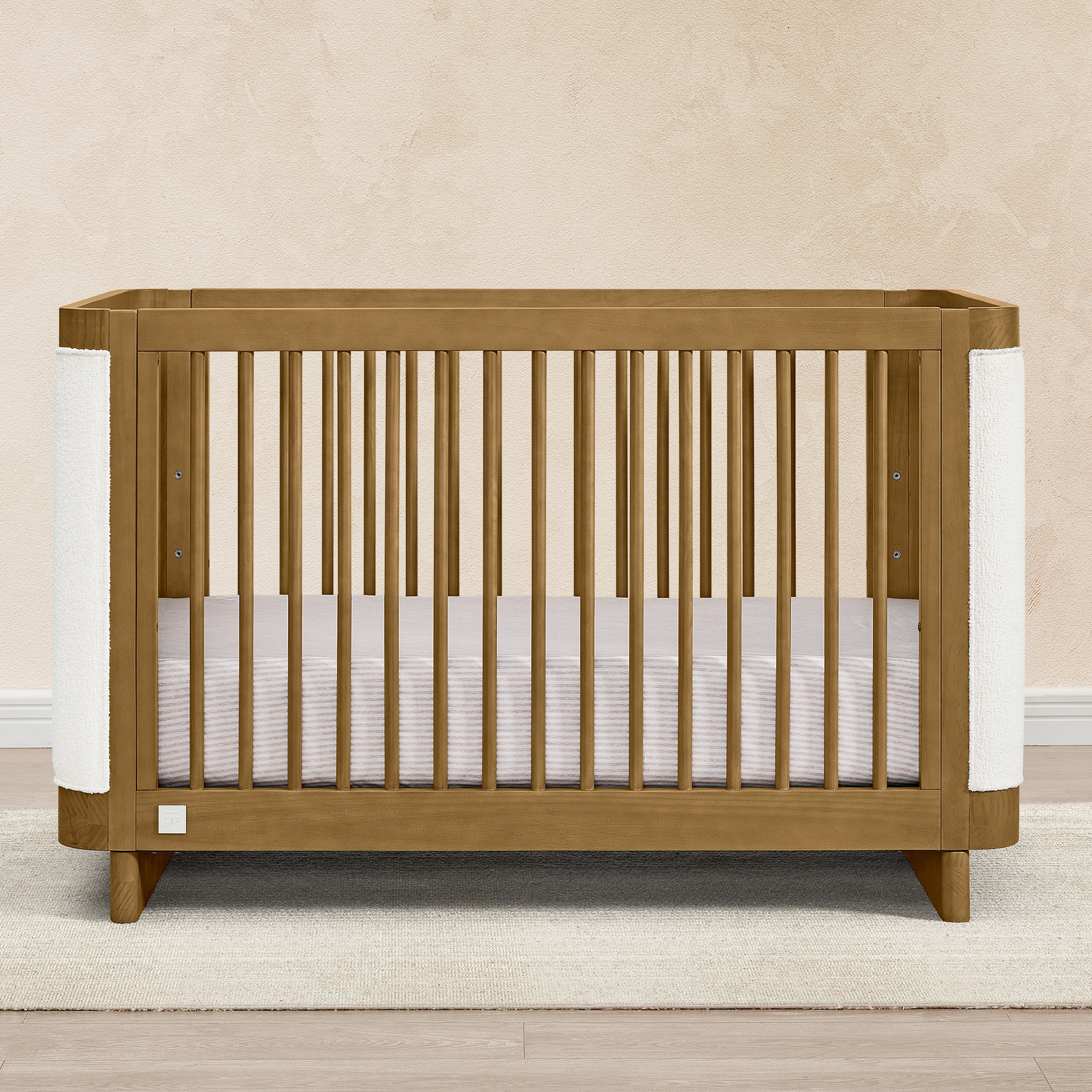 Callie 4-in-1 Convertible Upholstered Baby Crib with Toddler Bed Conversion - Modern Nursery Furniture for Newborns to Kids | Perfect for Small Spaces & Shared Rooms