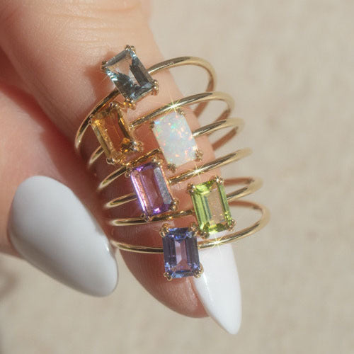 Solid Gold Essential Baguette Birthstone Ring - Elegant Stackable Jewelry for Women | Perfect Gift for Birthday, Anniversary & Special Occasions
