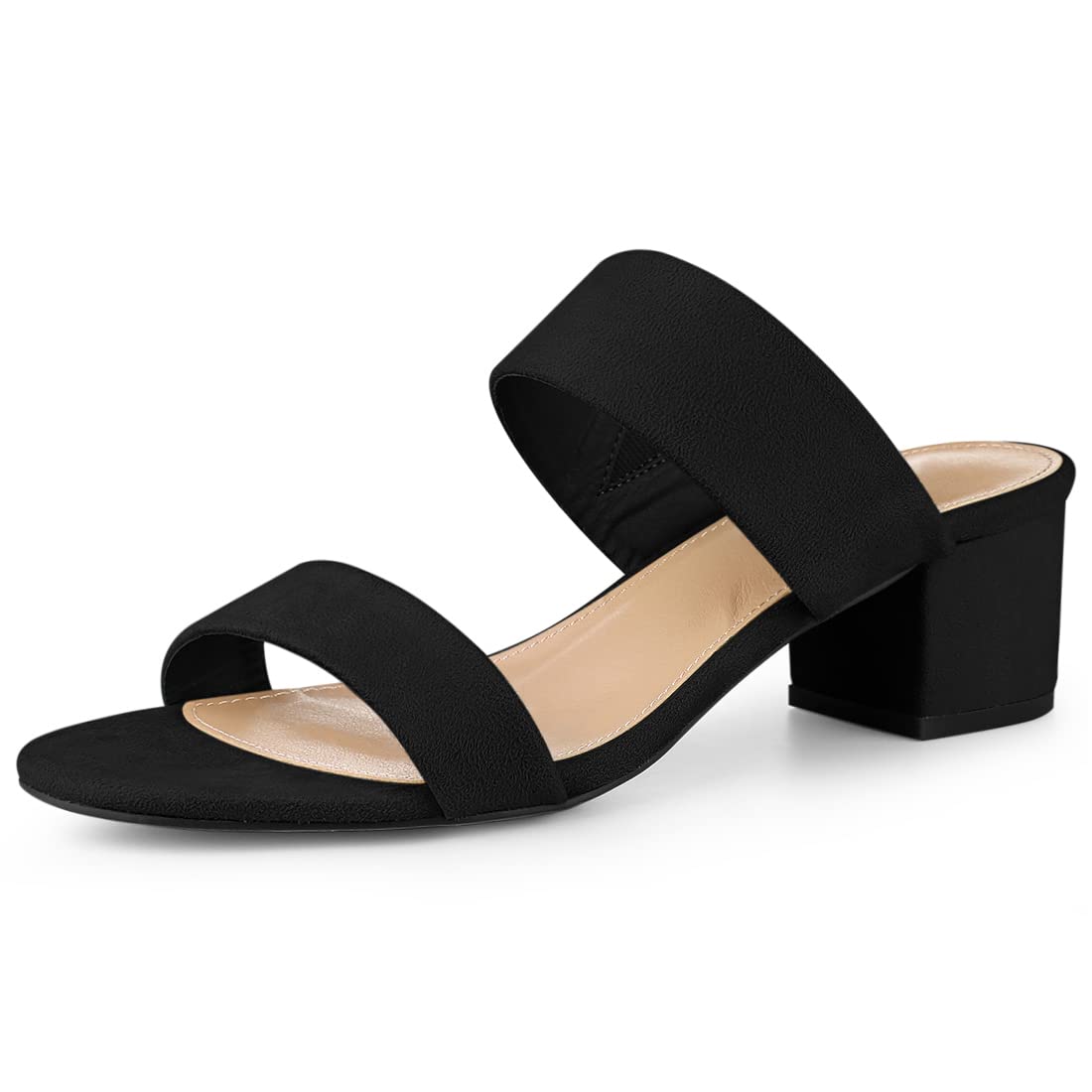 Perphy Women's Open Toe Dual Straps Block Heel Slide Sandals - Comfortable Summer Dress Shoes for Weddings, Parties & Beach Vacations