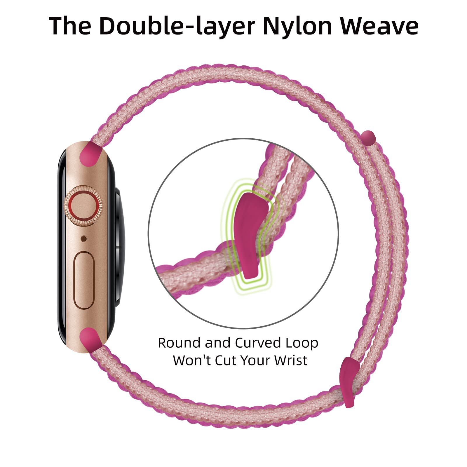 OXWALLEN Sport Loop Nylon Band for Apple Watch Series 9/8/7/6/5/4/3 SE 2/1 - 41mm 40mm 38mm Sizes - Adjustable Braided Fabric Strap for Men & Women - Pomegranate Red - Perfect for Running, Workouts & Daily Wear