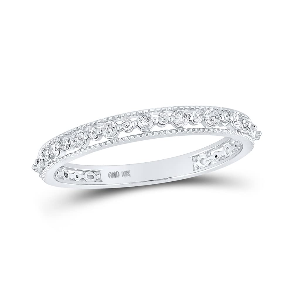 10K White Gold Women's Round Diamond Stackable Band Ring - 1/6 Cttw, Perfect for Stacking, Anniversary Gifts & Everyday Elegance