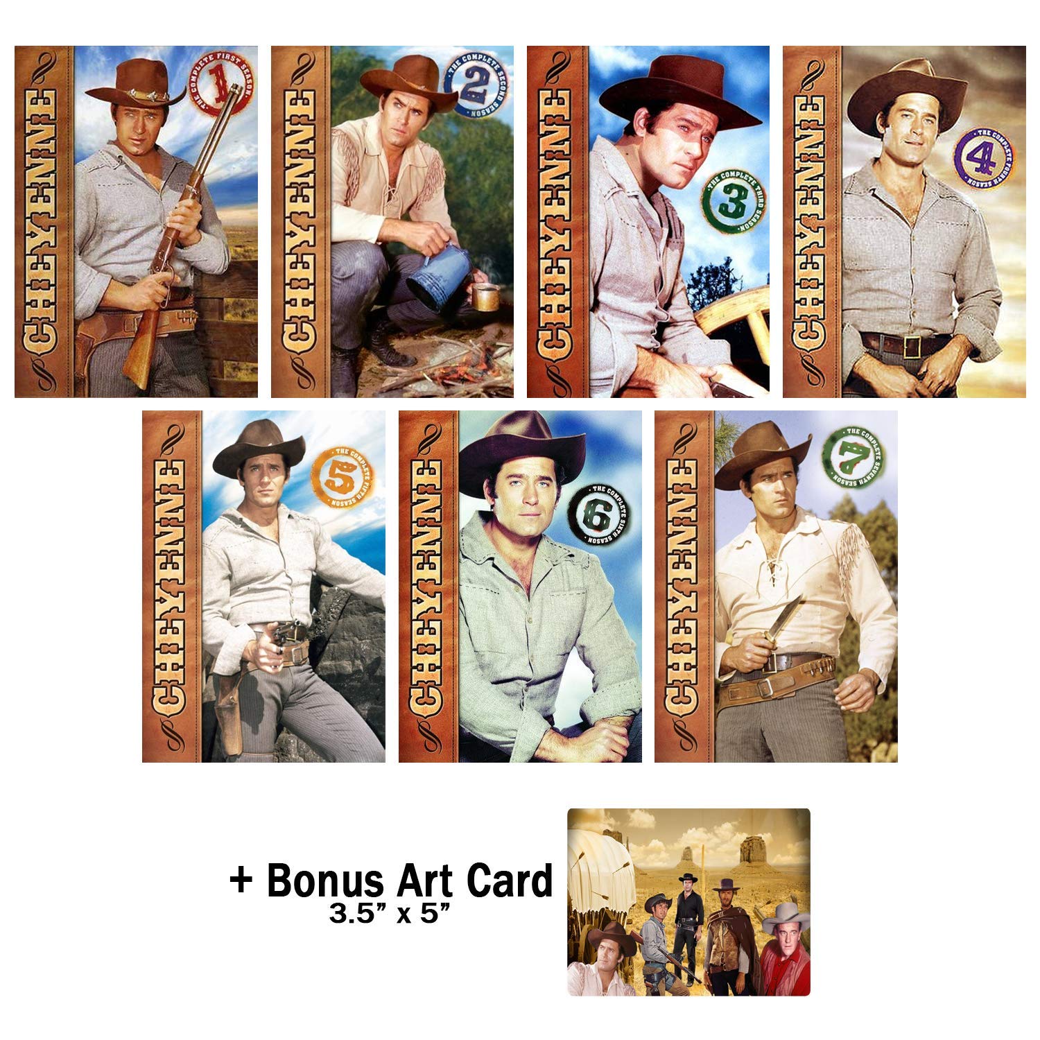 Cheyenne: Complete Classic Western TV Series Seasons 1-7 DVD Box Set with Bonus Art Card - Perfect for Western Fans & Collectors