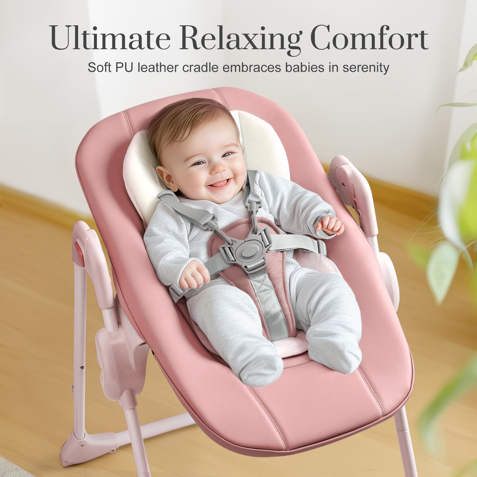 3-in-1 Convertible Baby High Chair with 6 Height & 3 Recline Adjustments - Foldable Toddler Feeding Chair with Removable Tray, 3 Detachable Toys & Built-in Wheels - Perfect for Dining, Weaning & Playtime at Home