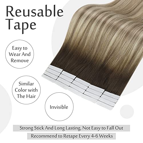 Premium Tape in Hair Extensions 100% Human Hair - Seamless Blending for Length & Volume | Perfect for Weddings, Parties & Everyday Styling