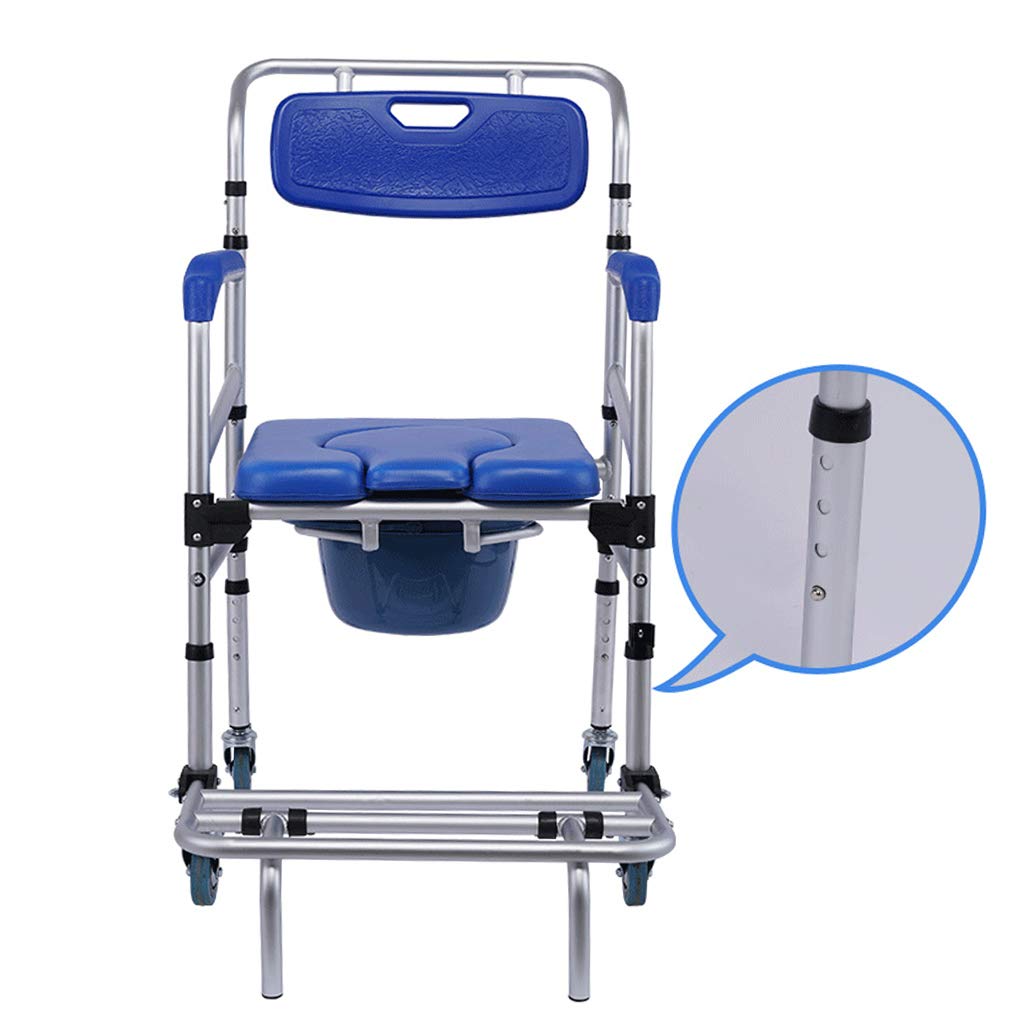 3-in-1 Deluxe Wheelchair Commode with Wheels & Footrests - Over Toilet, Bedside & Shower Chair for Elderly & Pregnant Women | Easy Transfer Walking Aid for Bathroom Safety & Mobility Assistance