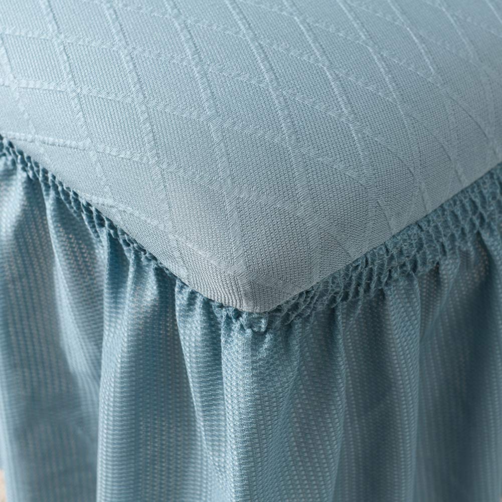 DuShow Jacquard Dining Chair Slipcovers - Blue Long Skirt High Stretch Washable Chair Protector - Removable Dining Room Chair Covers (1pc) for Home, Restaurant & Office Use