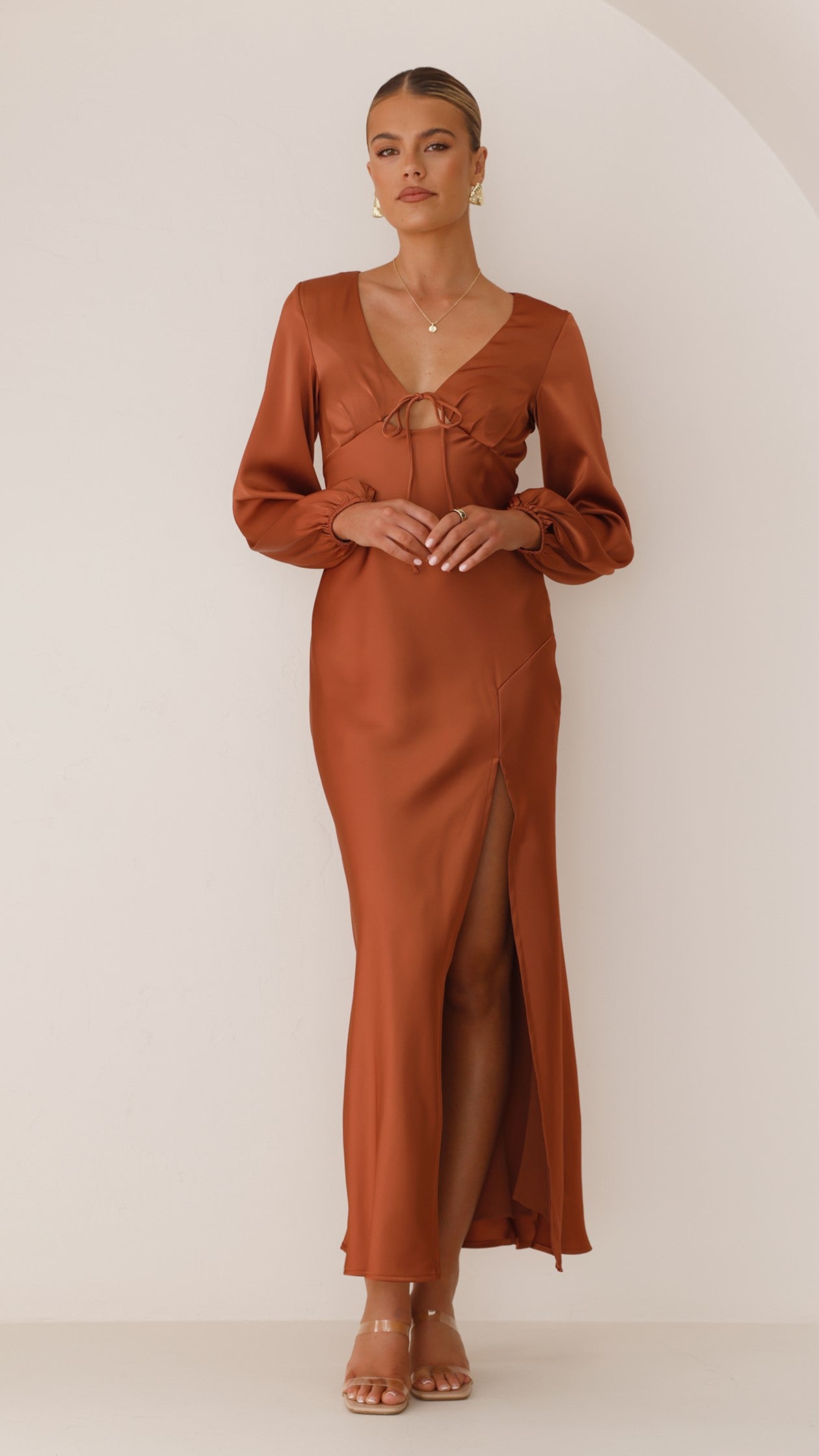 Brigitte Maxi Dress in Copper - Elegant Long Flowy Dress for Women | Perfect for Summer, Beach, Weddings & Special Occasions