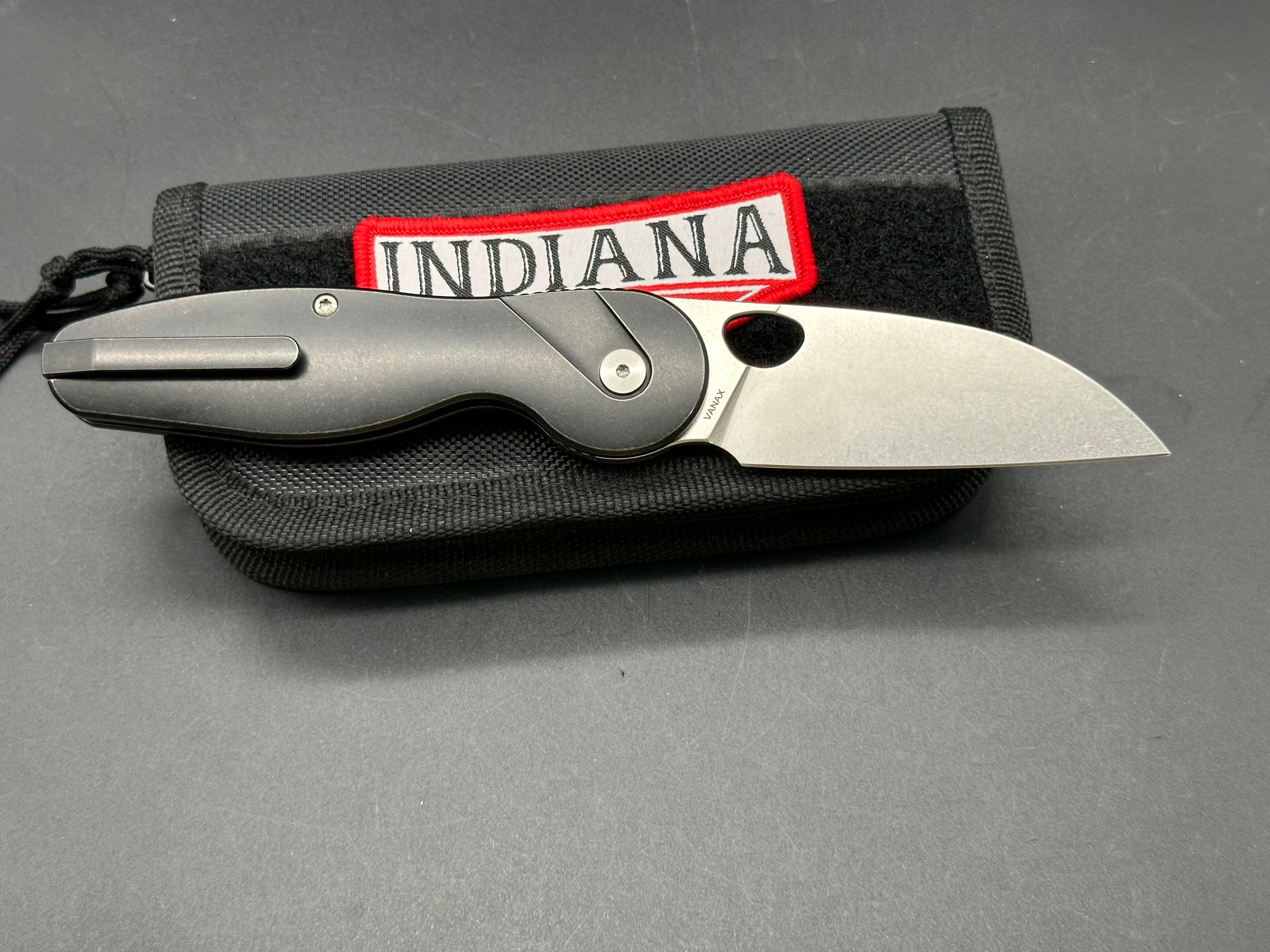 Premium Indiana Knives EDZ Titanium Folding Knife with Vanax SuperClean Blade - Perfect for Camping, Hiking & Everyday Carry (EDC)