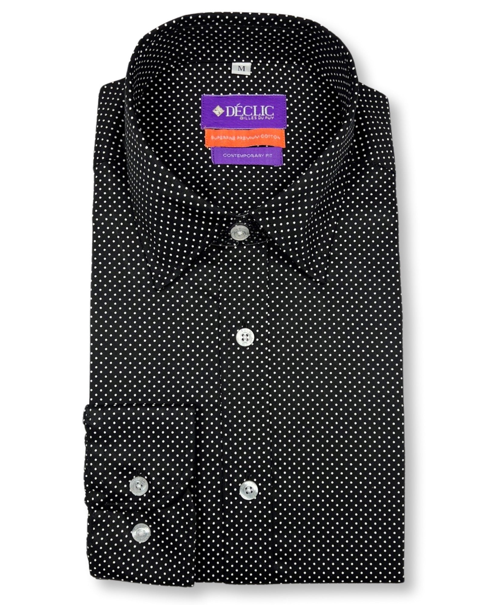 DÉCLIC Costa Spot Print Shirt for Men - Stylish Black Short Sleeve Button Down Shirt - Perfect for Beach Vacation, Summer Outfits and Casual Wear