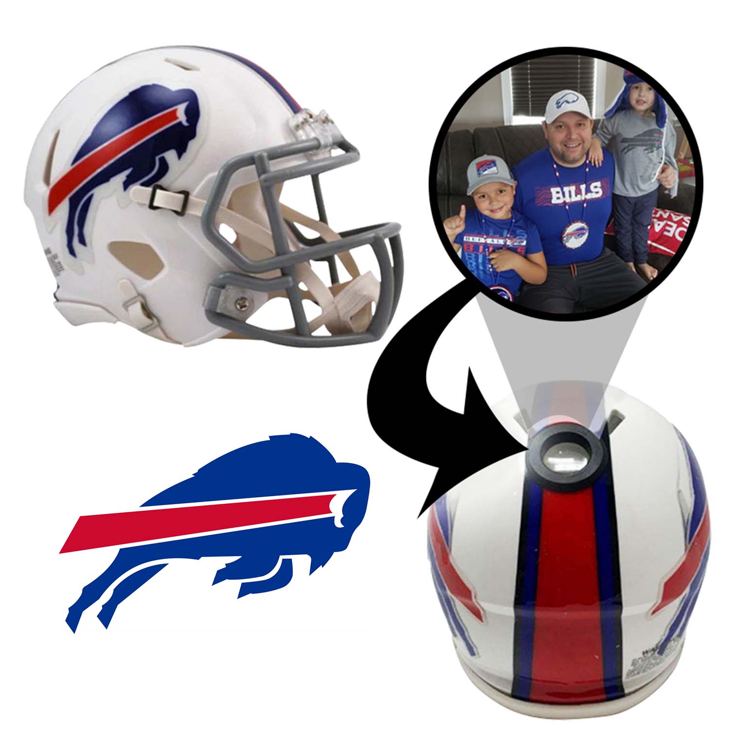 Buffalo Bills NFL Mini Helmet with Display Case - Perfect for Collectors, Sports Memorabilia & Home Decor