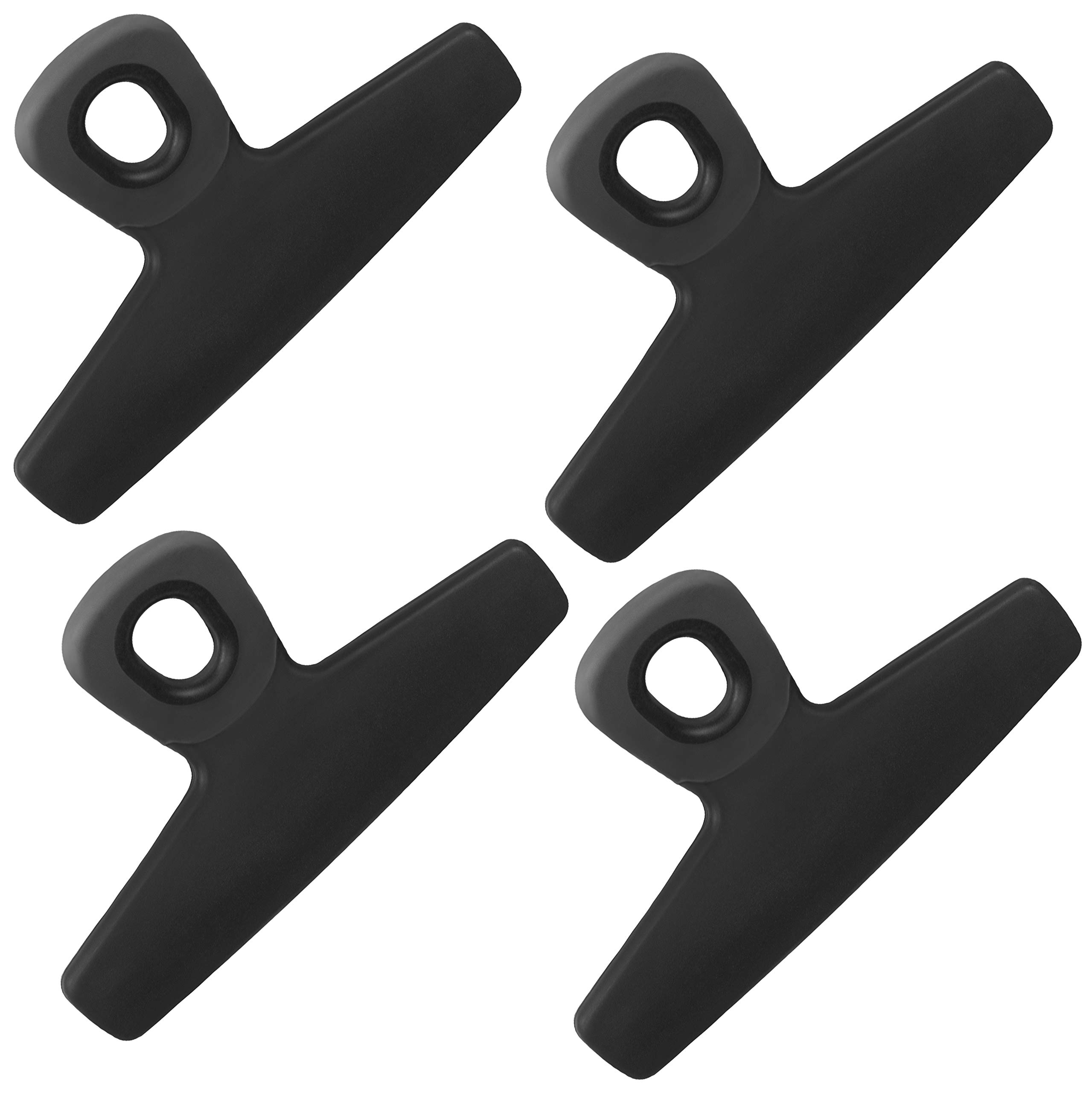 COOK WITH COLOR Heavy Duty Food Clips - 4 Pack Large Bag Clips for Food Storage with Airtight Seal | Wide Grip Chip Clips for Chips, Snacks & Bulk Foods | Kitchen & Pantry Organization Essentials (Black)