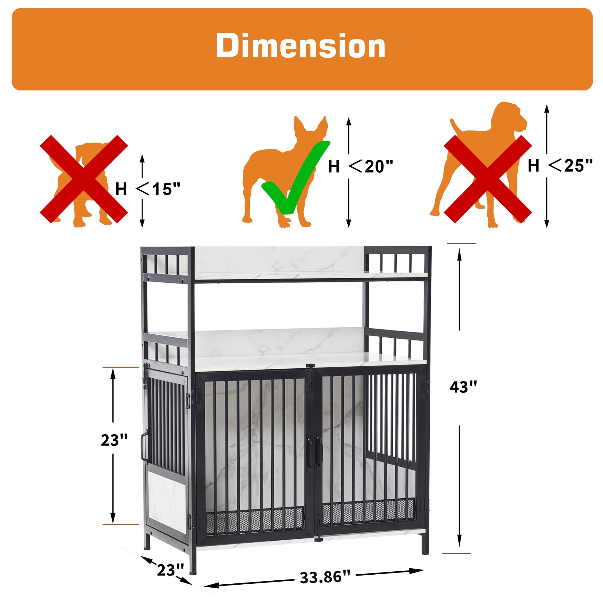 MCombo Heavy Duty Wooden Dog Crate with Storage Shelves - Triple Door Pet House Indoor, Furniture Style End Table for Dogs (White) - Perfect for Living Room, Bedroom & Home Decor