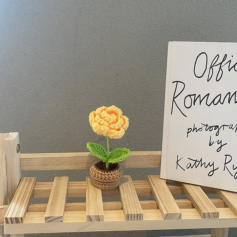 Handmade Crochet Mini Potted Flowers - Small Decorative Artificial Plants for Home, Office, Wedding Decor - Perfect for Table Centerpieces, Shelf Displays & Gift Giving