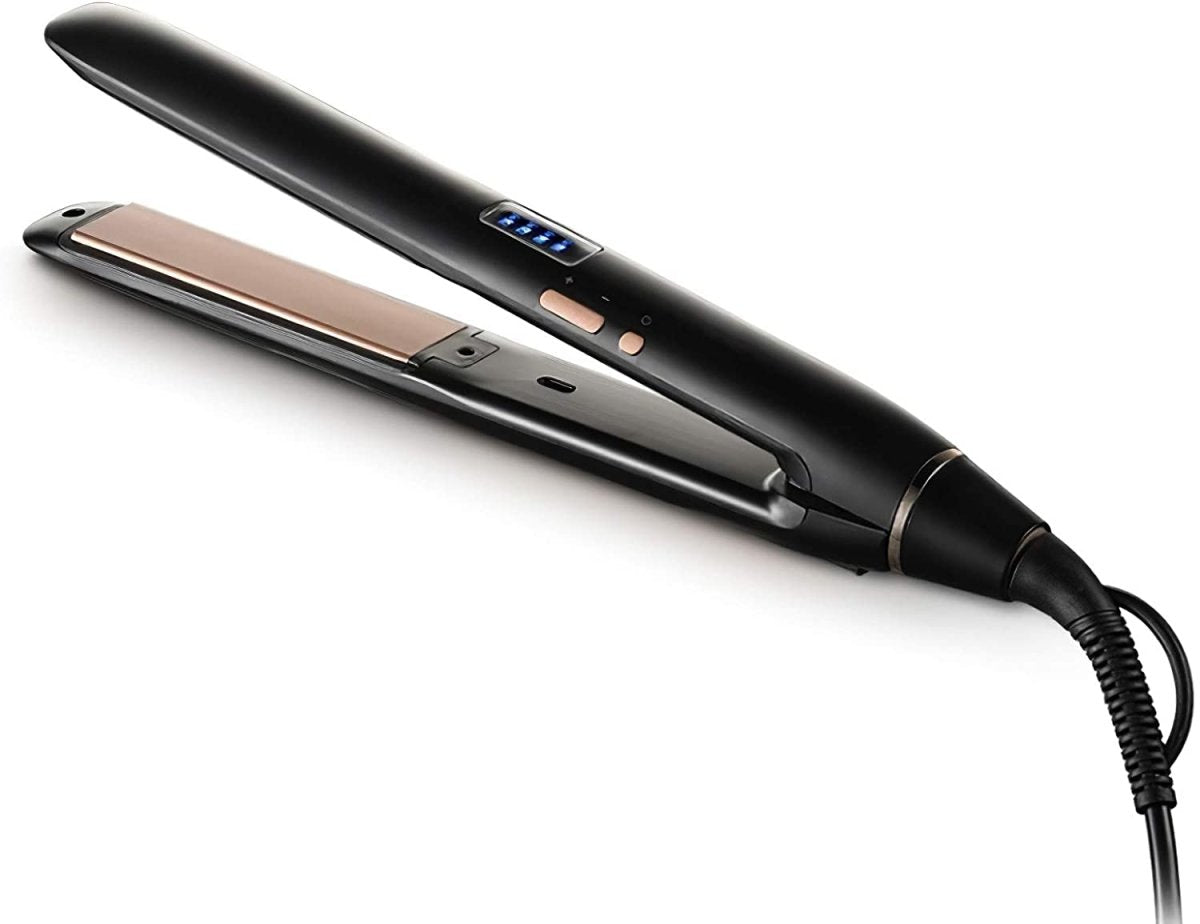 Professional LED Screen Hair Straightener with Floating Ceramic Plates & Digital Controls - Titanium Anti-Static Flat Iron for Smooth, Shiny Hair - Perfect for Home Use, Salon Styling & Travel