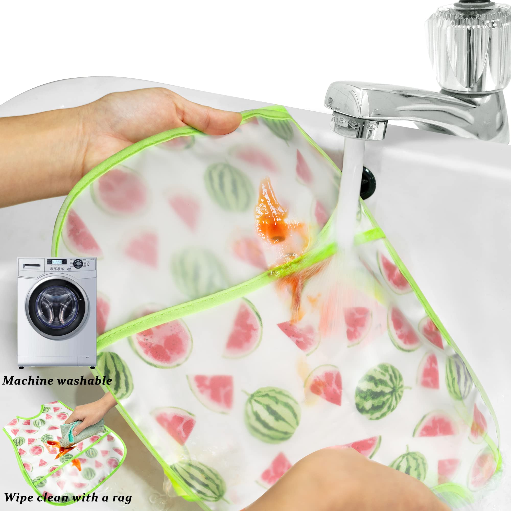 RHORSE 5-Pack Baby Bibs Set with Crumb Catcher Pocket & Snap Buttons - Waterproof Toddler Feeding Bibs for 6-24 Months - Perfect for Mealtime, Daycare & On-the-Go