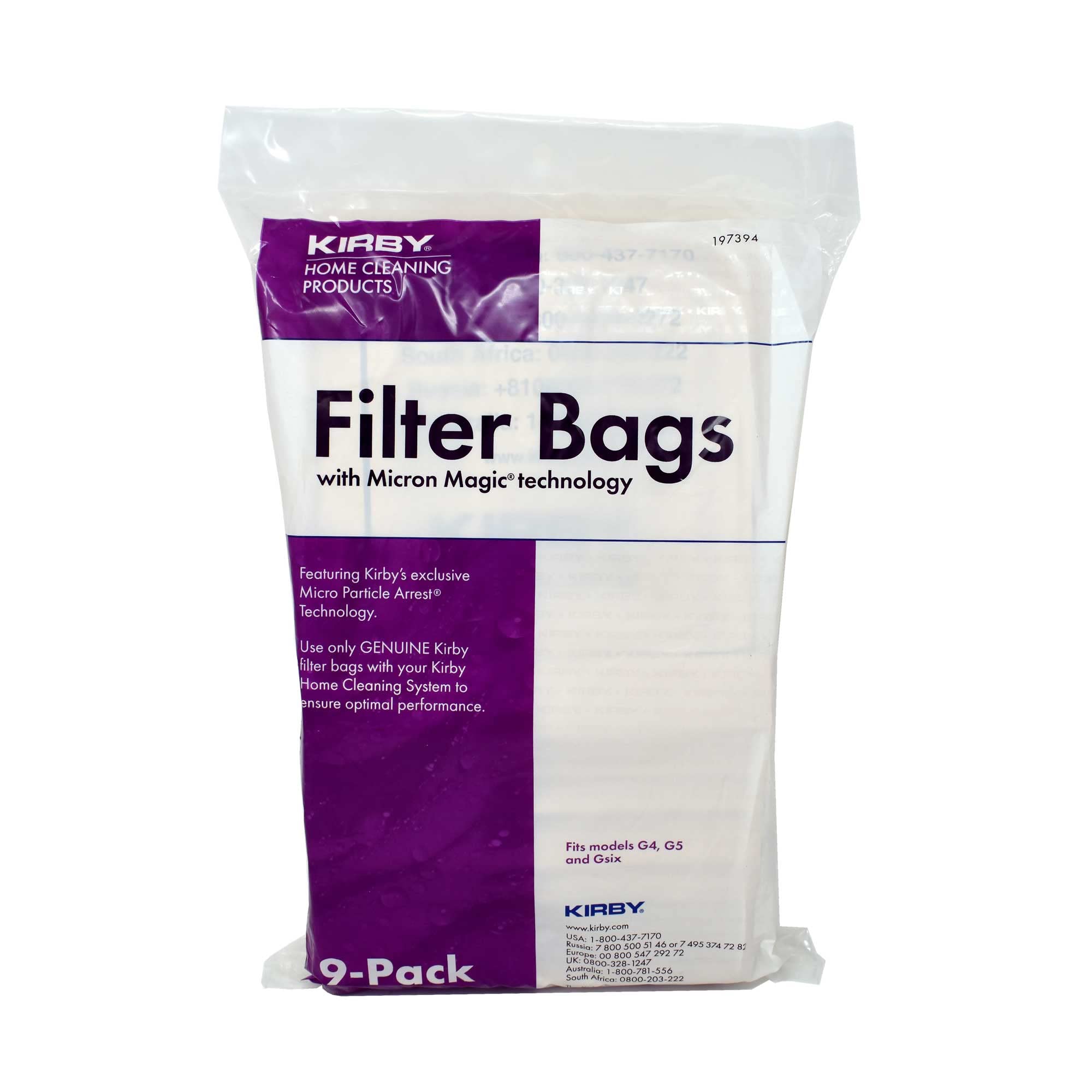 Original Kirby Vacuum Bags for G4, G5 & G6 Models (197394) - 9-Pack Genuine Micron Magic Filters - Perfect for Allergy Sufferers & Deep Cleaning