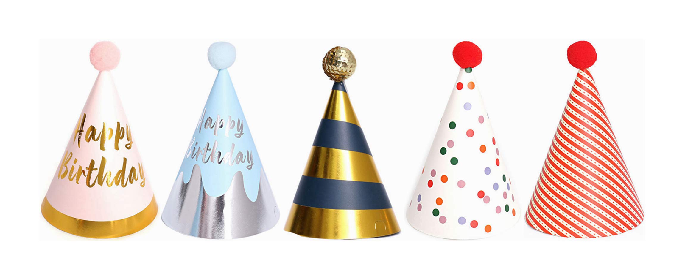 5PCS Happy Birthday Party Hats - Cute Unisex Hats for Kids & Adults - Colorful Fancy Dress Party Supplies for Birthday Celebrations & Festive Occasions