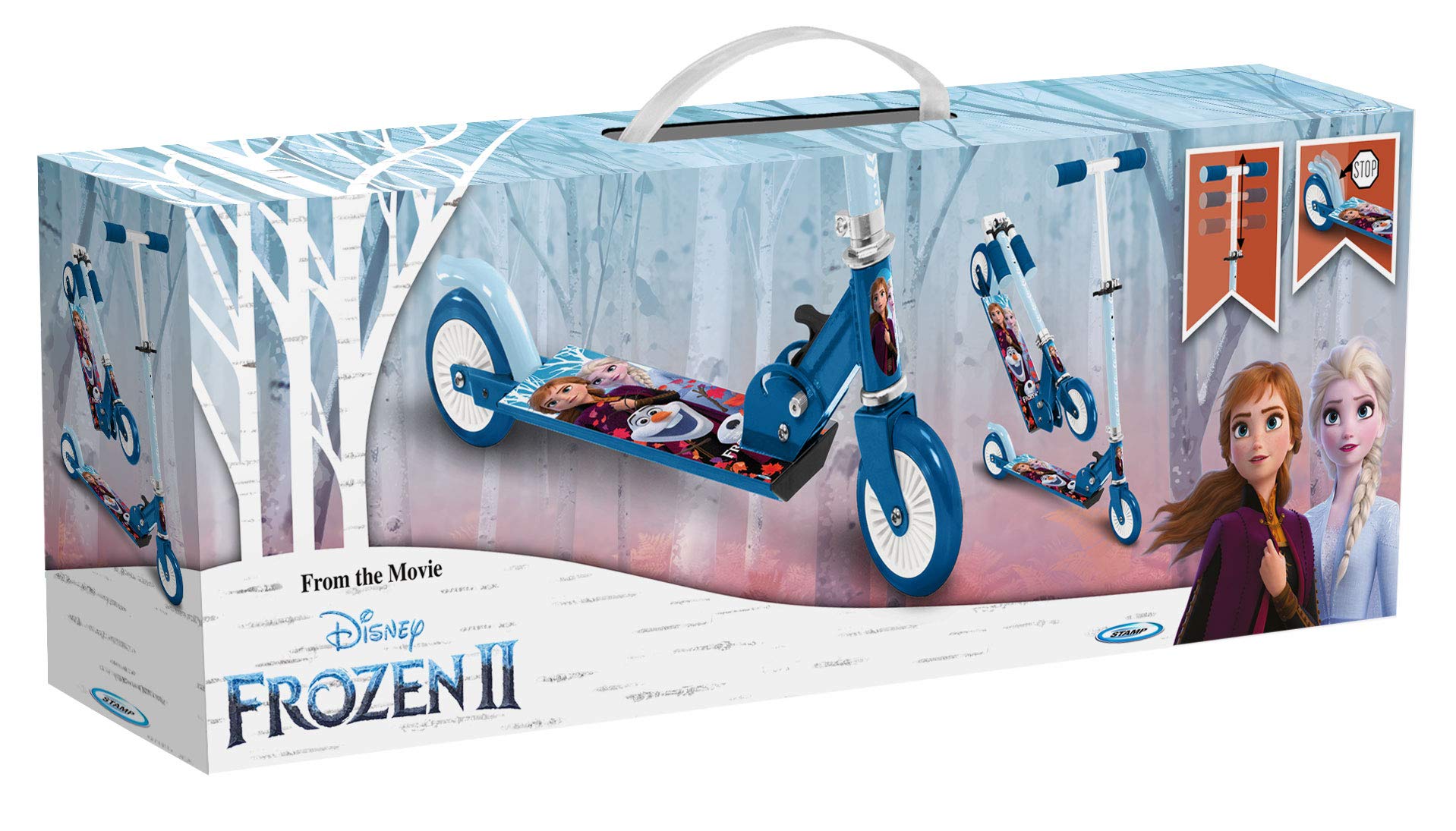 Disney Frozen II Folding Scooter - Anna & Elsa Themed Blue Kick Scooter for Kids | Portable & Adjustable | Perfect for Outdoor Play, Park Rides & Birthday Gifts