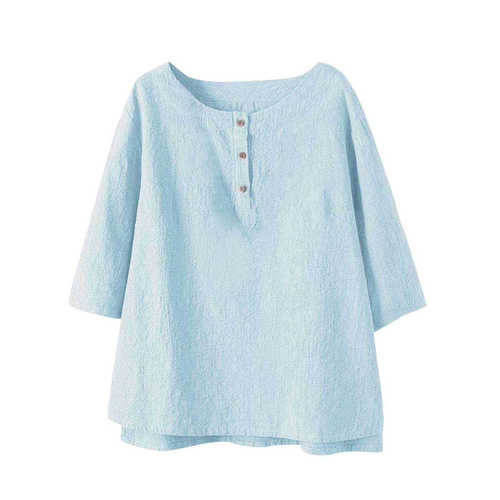 Women's Short Sleeve Cotton Linen Blouse - Casual T-Shirt Top for Summer, Work & Everyday Wear - Breathable & Comfortable Black Tee for Women
