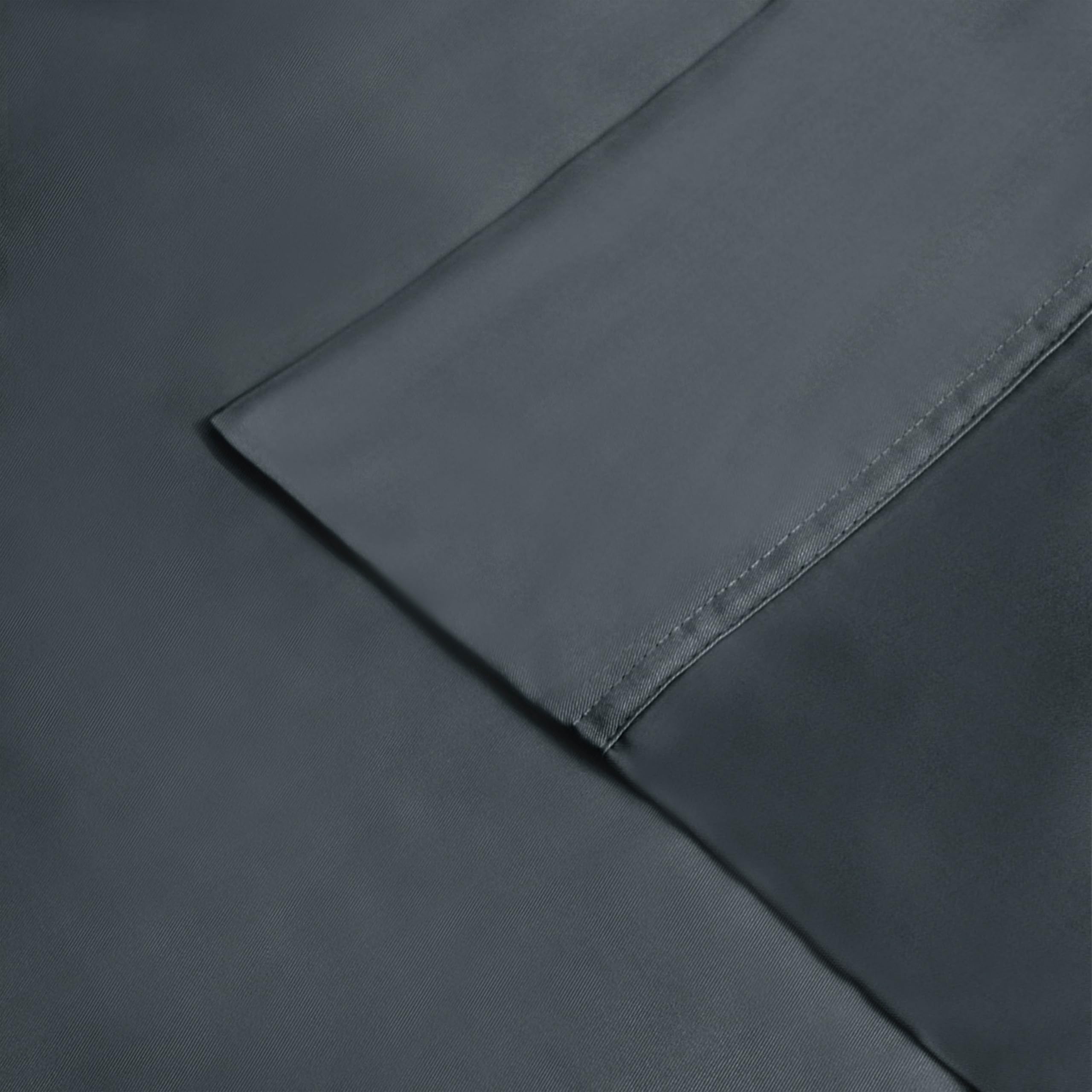 Premium 300-Thread-Count Bamboo Rayon Bed Sheet Set - King Size Charcoal - 1 Deep Pocket Fitted Sheet, 1 Flat Sheet & 2 Pillowcases - Ultra Soft Sateen Weave Luxury Bedding for Hotel-Style Comfort - Perfect for Master Bedrooms, Guest Rooms & Cozy Sleep Retreats