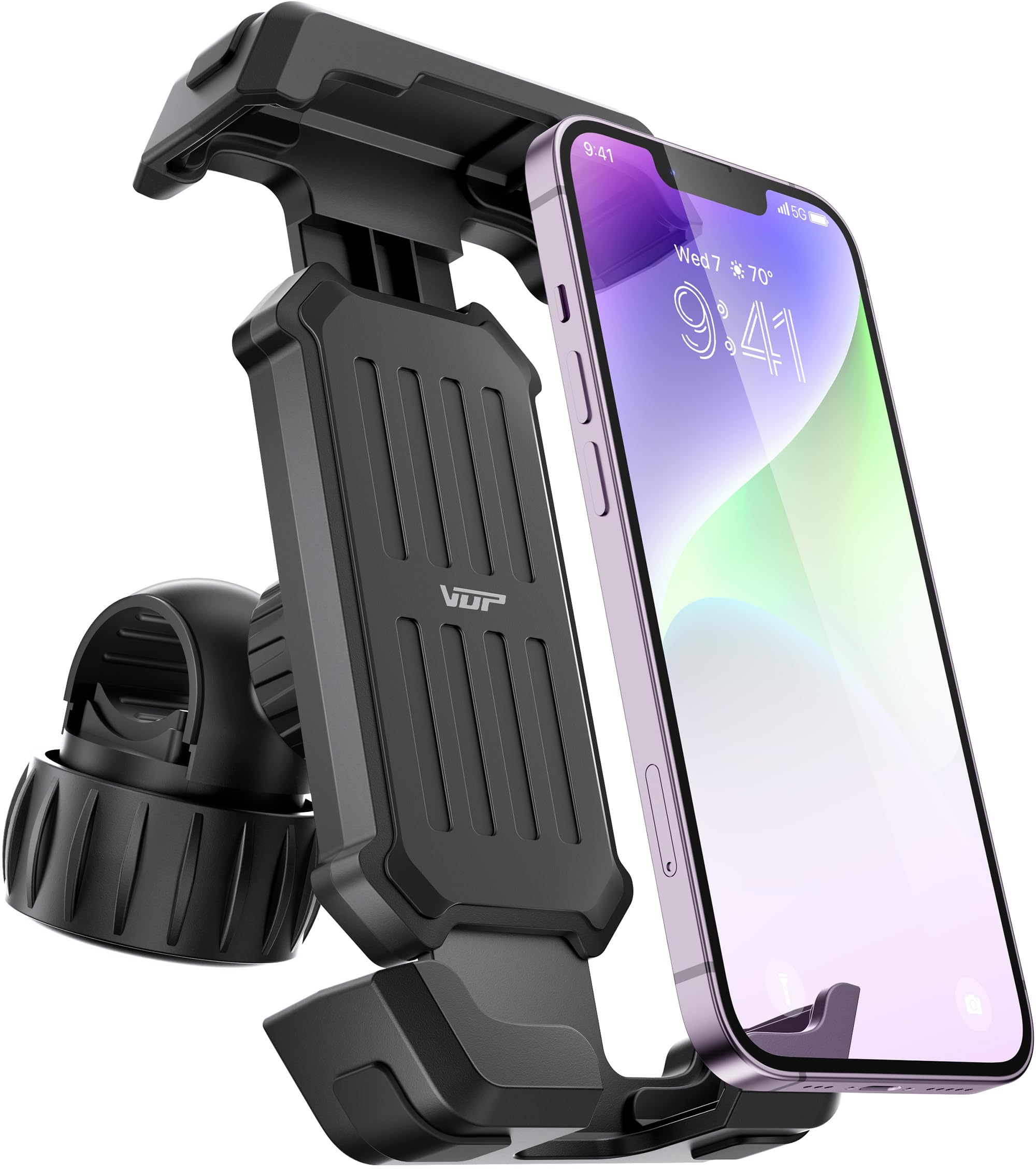 2023 Newest VUP Motorcycle Phone Mount - 360° Adjustable Anti-Vibration Bike Handlebar Holder for iPhone & Samsung Galaxy (4.7-7