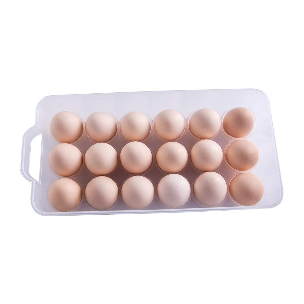 PAVITR SHOP 18-Grid Egg Storage Container for Refrigerator - Transparent Plastic Egg Holder & Lemon Organizer (1-Pack) - Perfect for Kitchen, Fridge Organization & Farm Fresh Egg Preservation