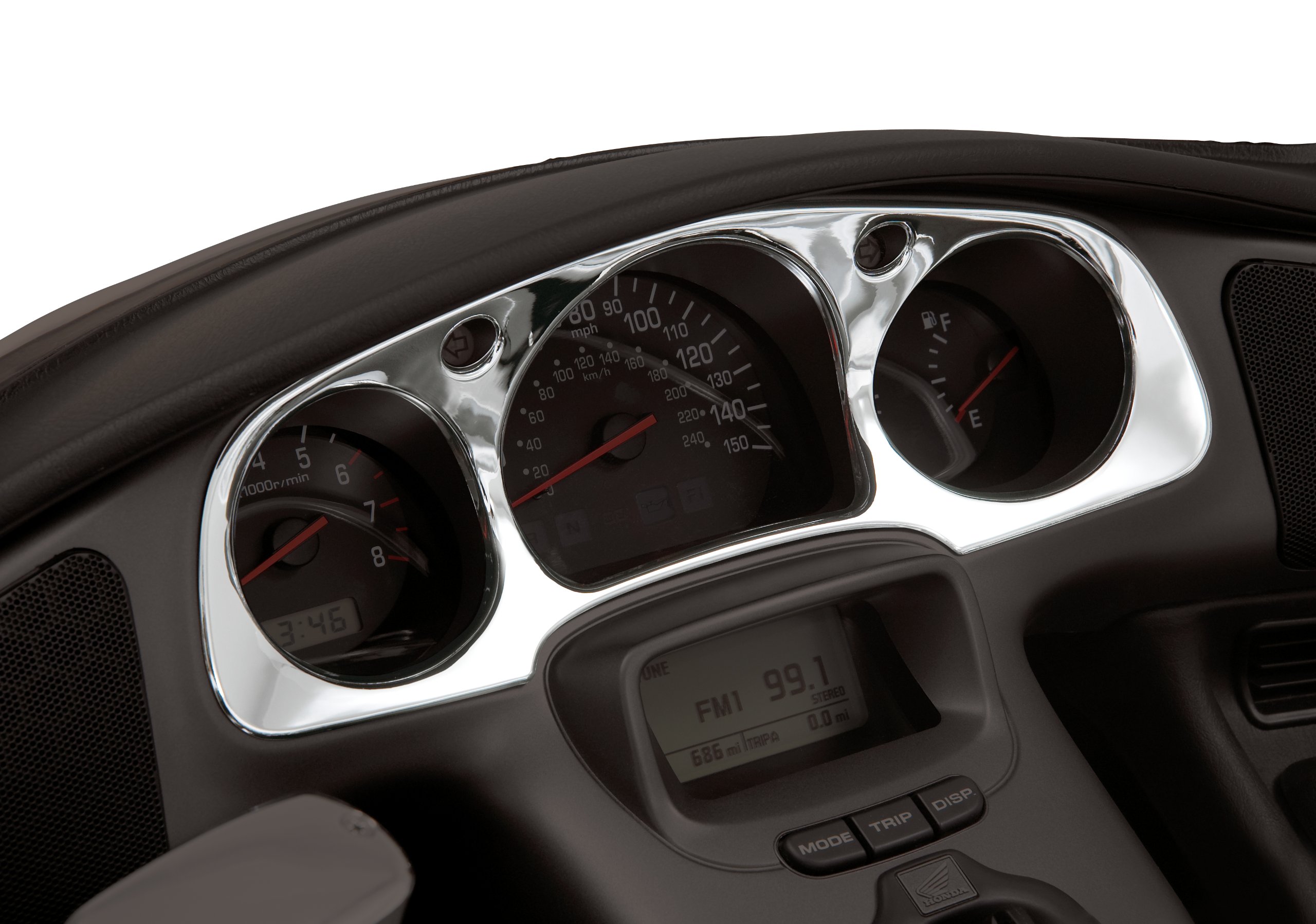 Show Chrome Accessories 52-647 Chrome Instrument Panel Accent Trim for Honda Goldwing GL1800 - Motorcycle Customization & Chrome Upgrade Accessories for Enhanced Style & Visibility