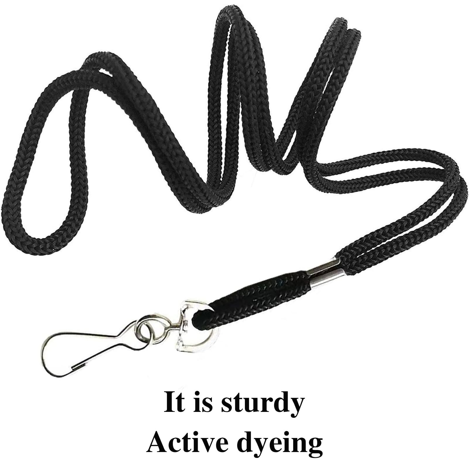 120 Pack Black Badge Lanyards with J Hook - ID Card Holder for Office & School Use