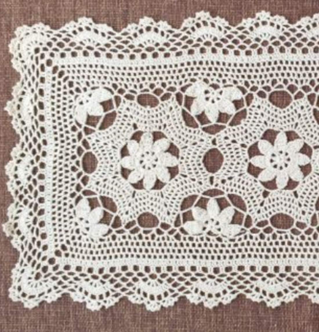 Handmade Crochet Lace Table Runner - 15x20 Inch Rectangular Cotton Doily for Dining Table, Dresser, or Wedding Decor (Beige) | Elegant Home & Party Decoration