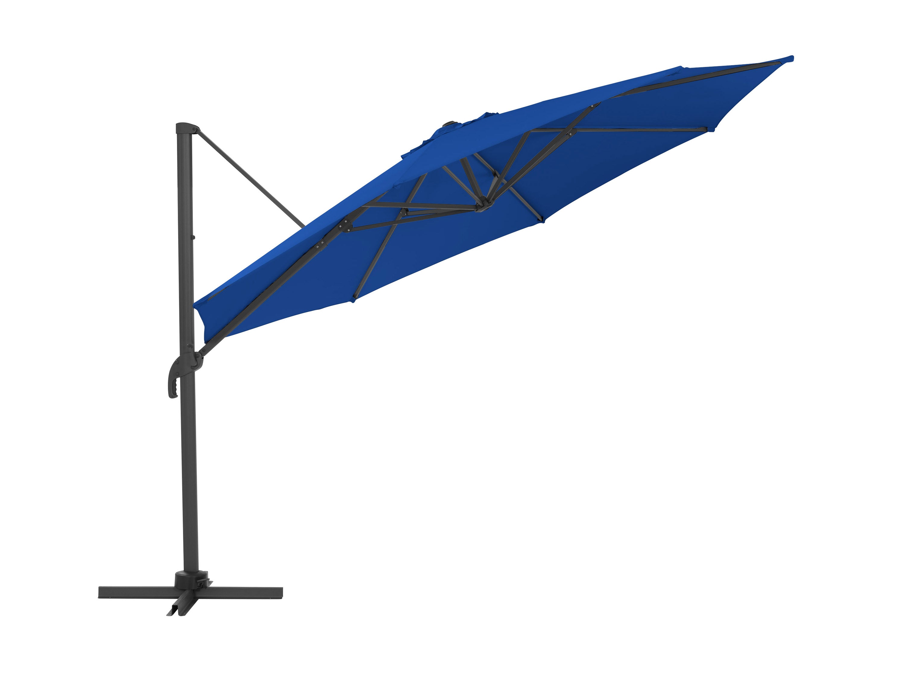 11.5ft Deluxe Offset Patio Umbrella - Cobalt Blue Outdoor Cantilever Umbrella for Poolside, Garden, and Backyard Relaxation