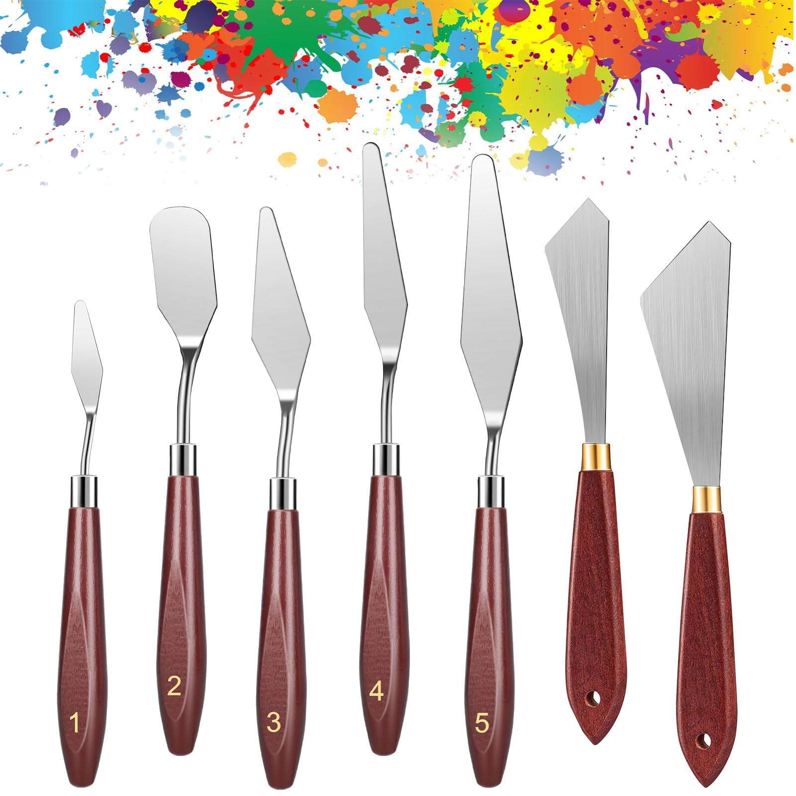 EEEKit 7-Piece Stainless Steel Palette Knife Set - Professional Artist Spatula Tools for Oil, Acrylic & Canvas Painting - Perfect for Mixing, Blending & Creating Texture in Art Studio