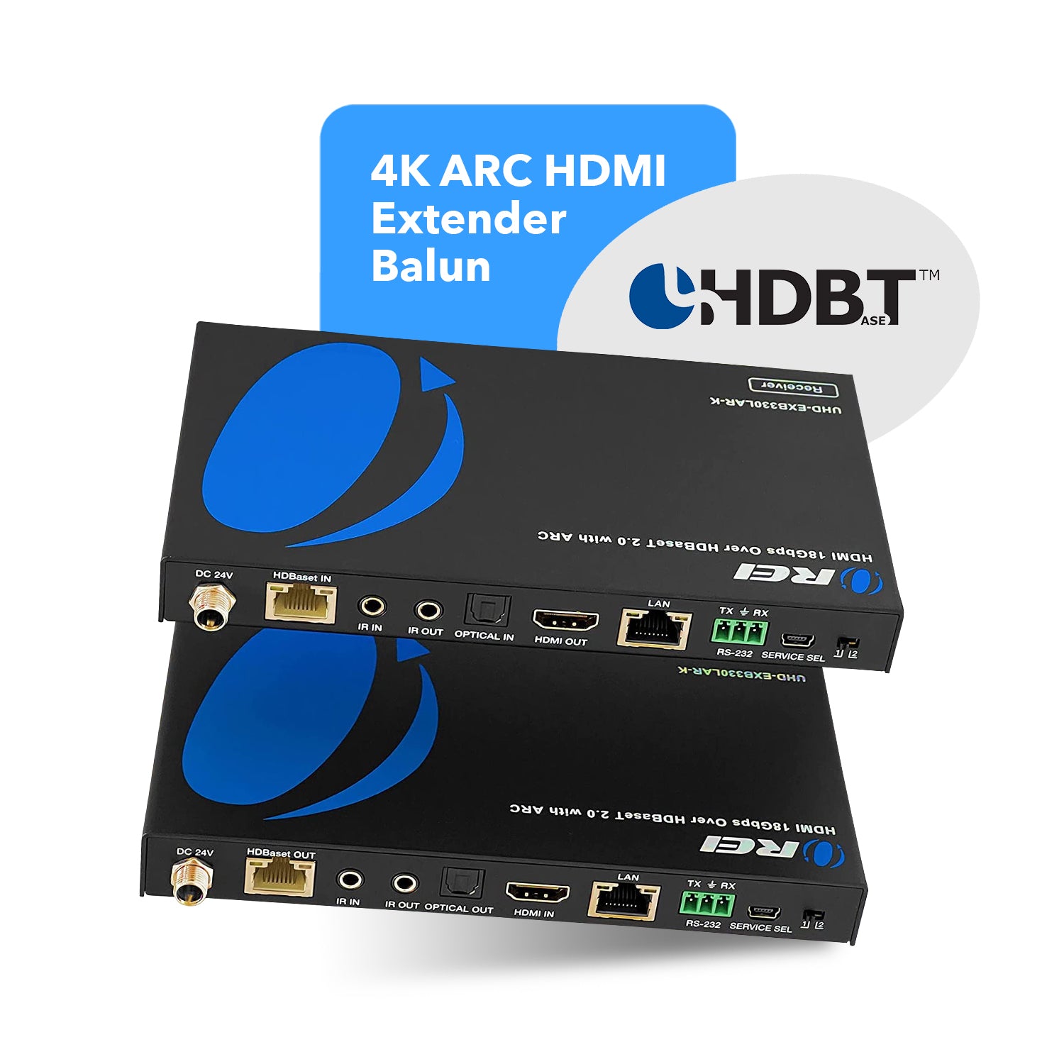 4K HDBaseT HDMI Extender Over CAT6/7 Cable - 330ft Long Range Transmission with Bi-Directional IR, ARC, PoC & RS232 Control (UHD EXB330LAR K) - Perfect for Home Theater, Conference Rooms & Digital Signage