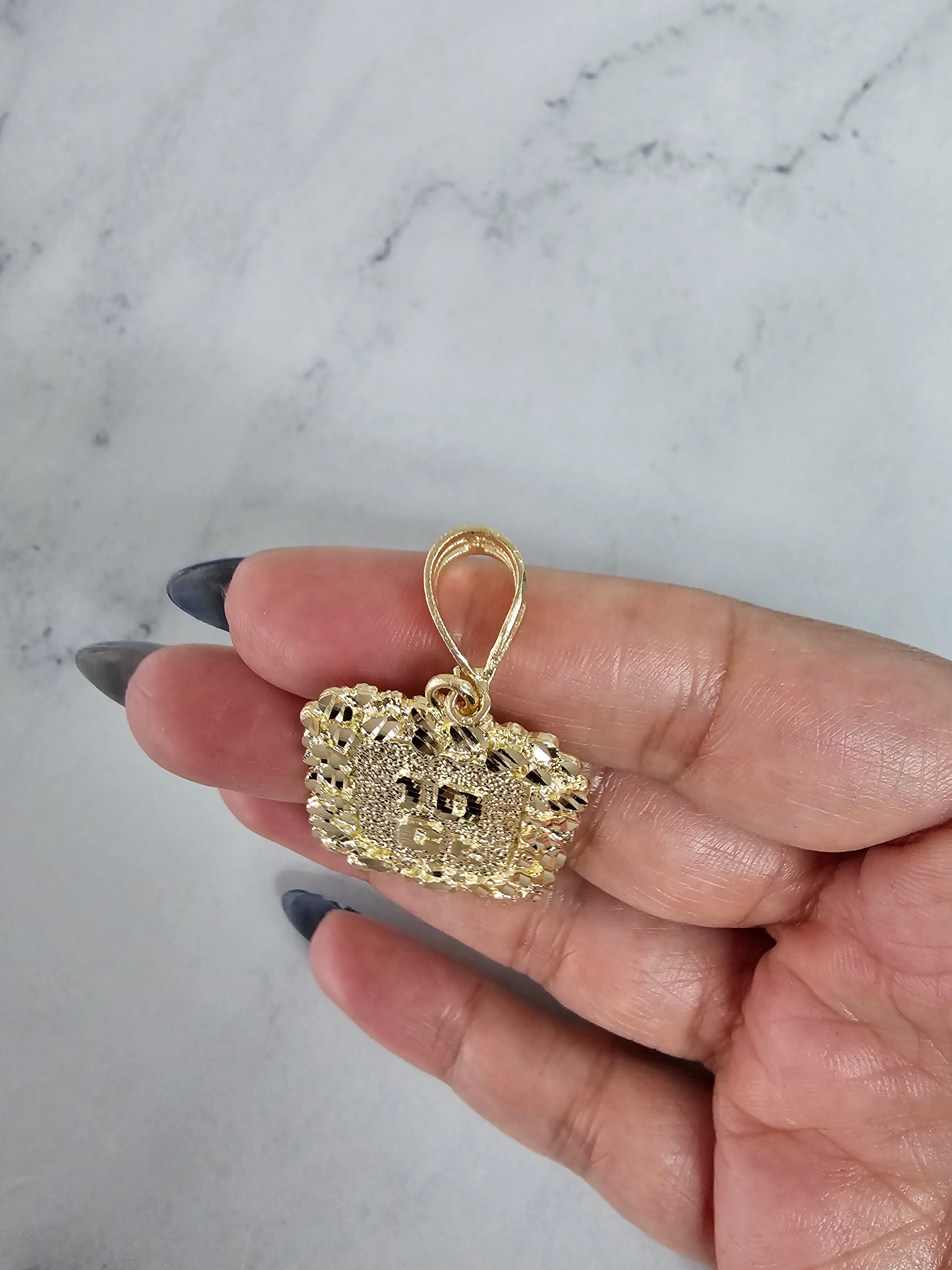 10 Gram 10K Yellow Gold Nugget Charm with Diamond Cuts - Perfect for Bracelets, Necklaces & Jewelry Gifts for Women