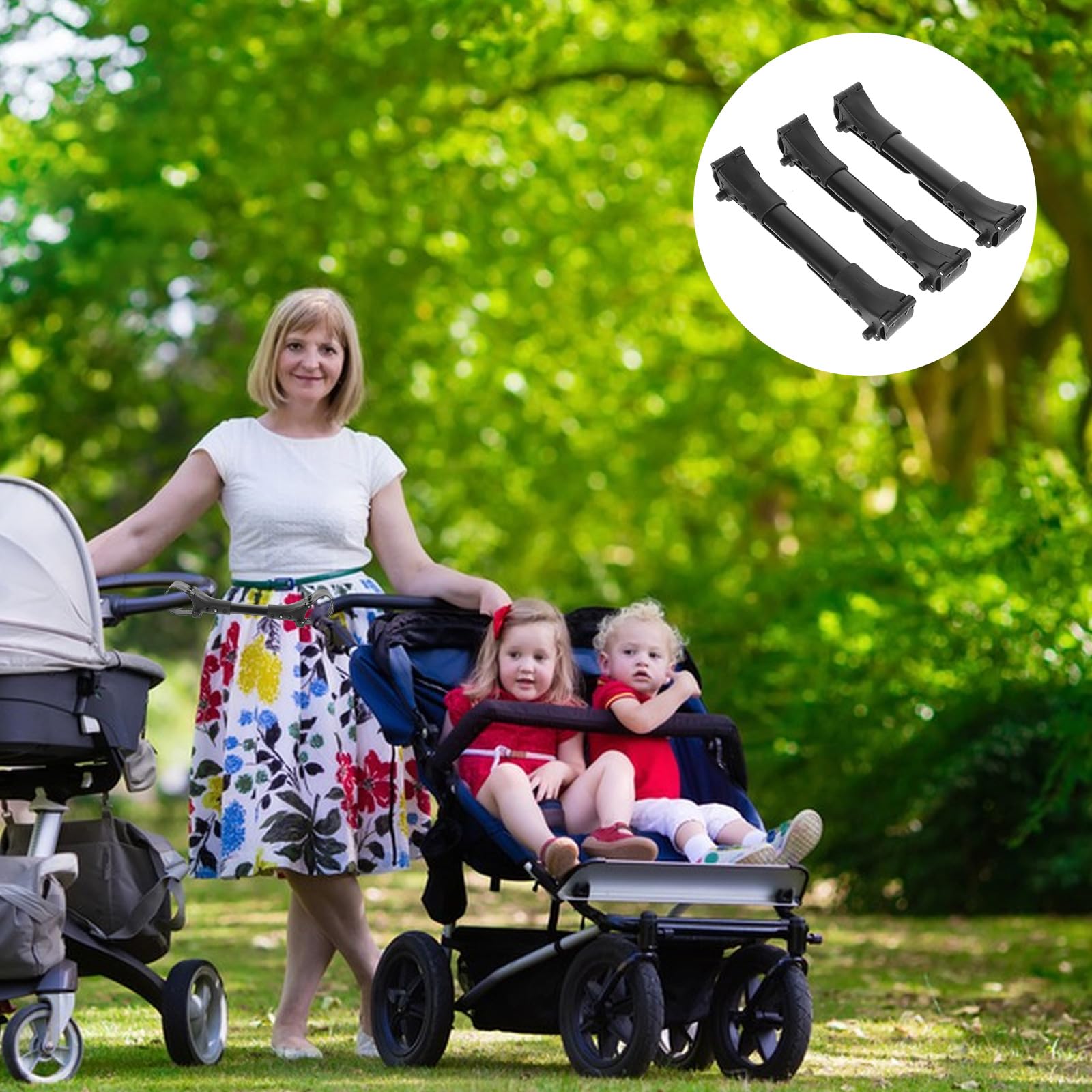 Universal Stroller Cart Connector - 3pcs Aluminum Tube Black Pushchair Accessories for Twin Baby Strollers | Perfect for Shopping, Travel & Outdoor Adventures with Kids