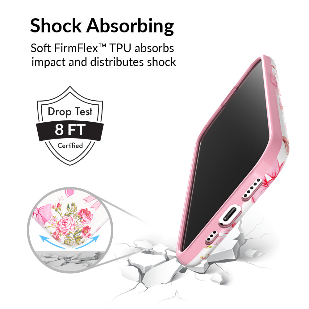 Cute Posie Pink Bow iPhone Case - Elegant Floral Design for iPhone 14/13/12/11 Pro Max XR XS - Perfect Gift for Women Girls (Office, School, Travel)