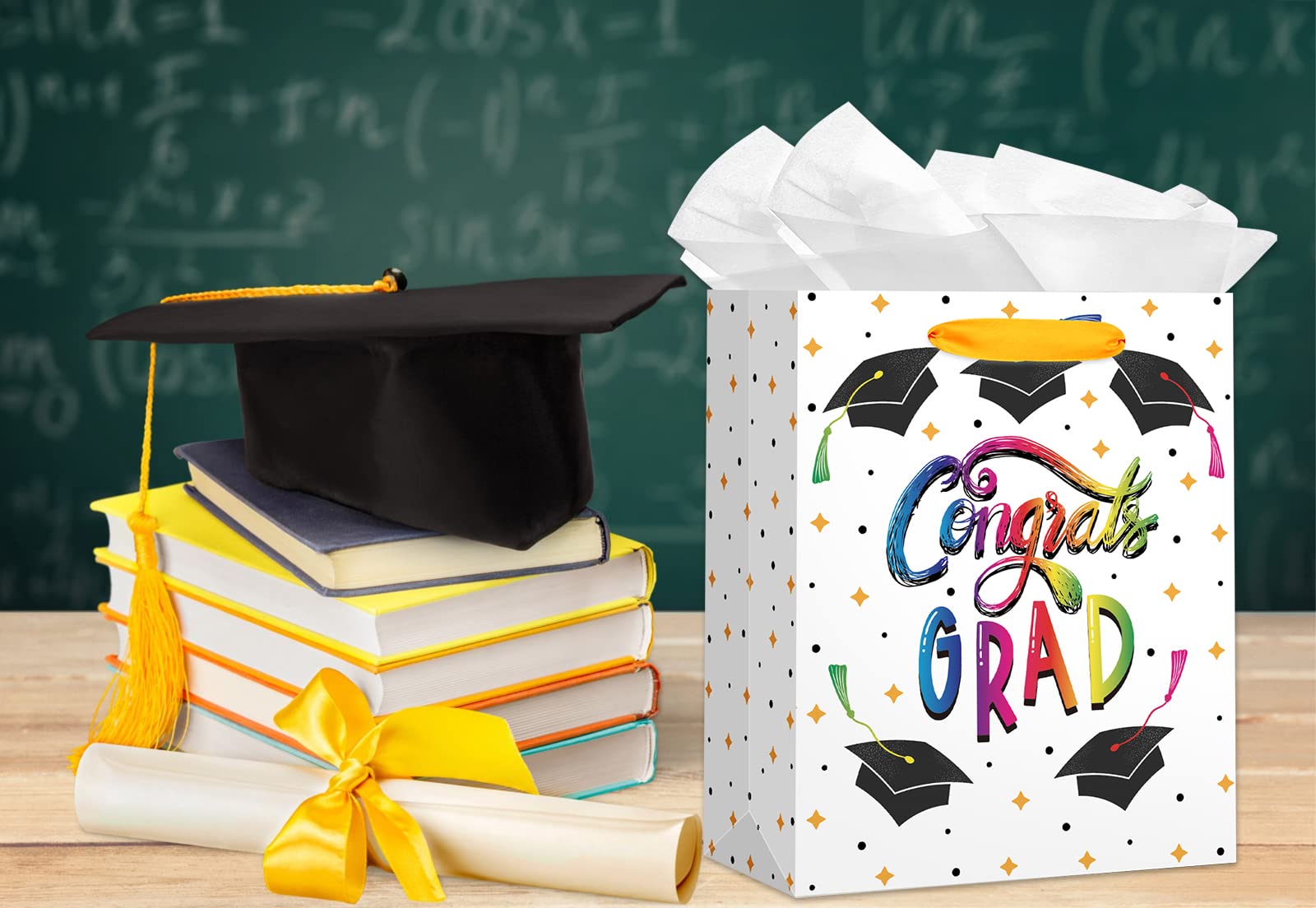 2022 Graduation Gift Bags - 11.5 Inch Congrats Grad Party Favor Bags with Tissue Paper for College, High School, 8th Grade & Kindergarten | Perfect for Graduation Ceremonies, Class Parties & Nursing School Celebrations