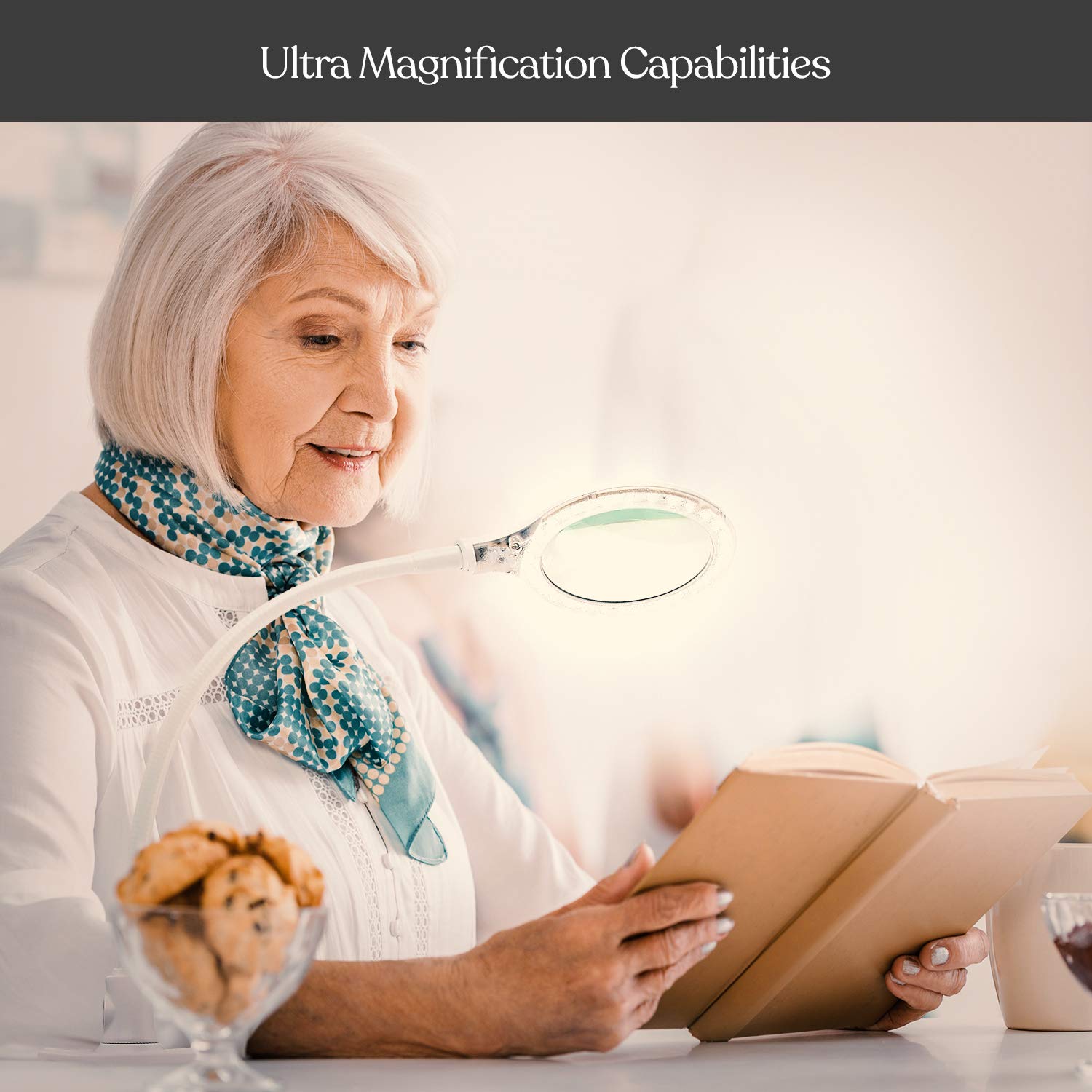 Brightech LightView Flex Magnifying Desk Lamp - 1.75X Magnifier with LED Light, Adjustable Gooseneck for Crafts, Reading, Sewing & Close Work - Perfect for Hobbyists, Artists & Seniors