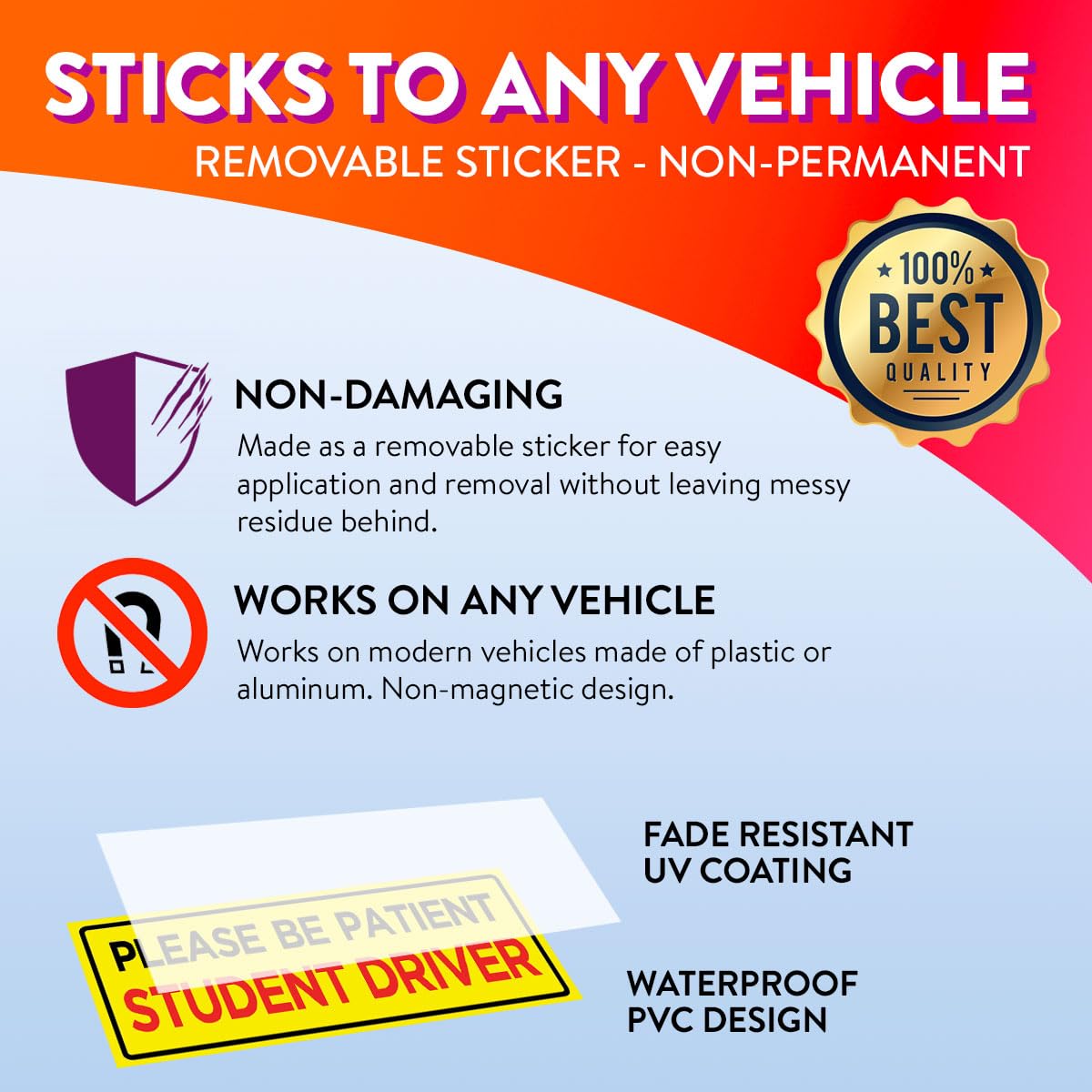 Rio Salto Removable Funny Student Driver Sticker for Cars - New Driver Gift, Teen Boy & Girl Bumper Decals - Paint-Safe Vinyl Window Stickers | Perfect for Graduation Gifts, New Car Owners & Learner Drivers
