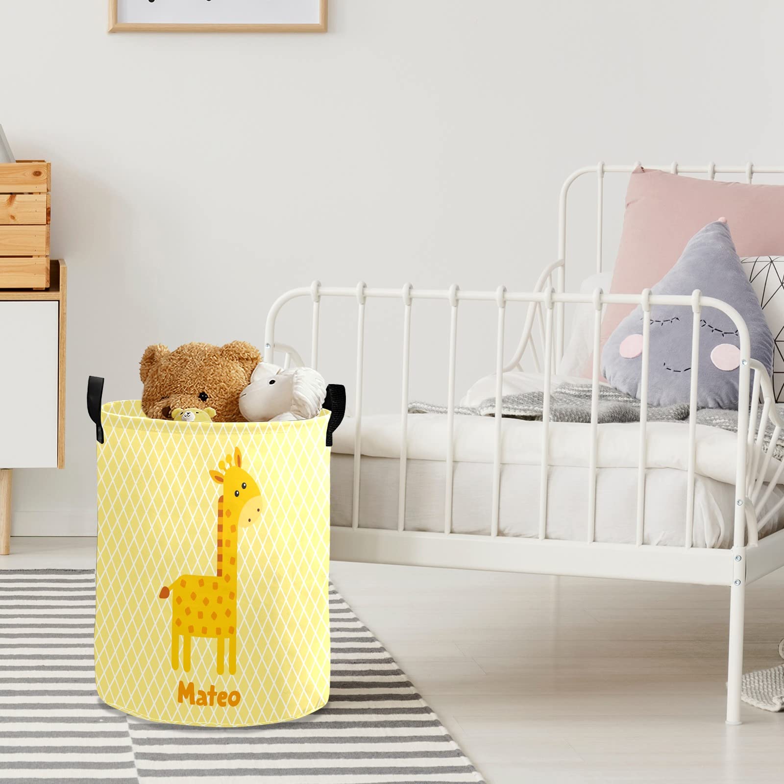 Collapsible Laundry Basket with Handles - Giraffe Design for Kids Room & Nursery Decor | Space-Saving Storage