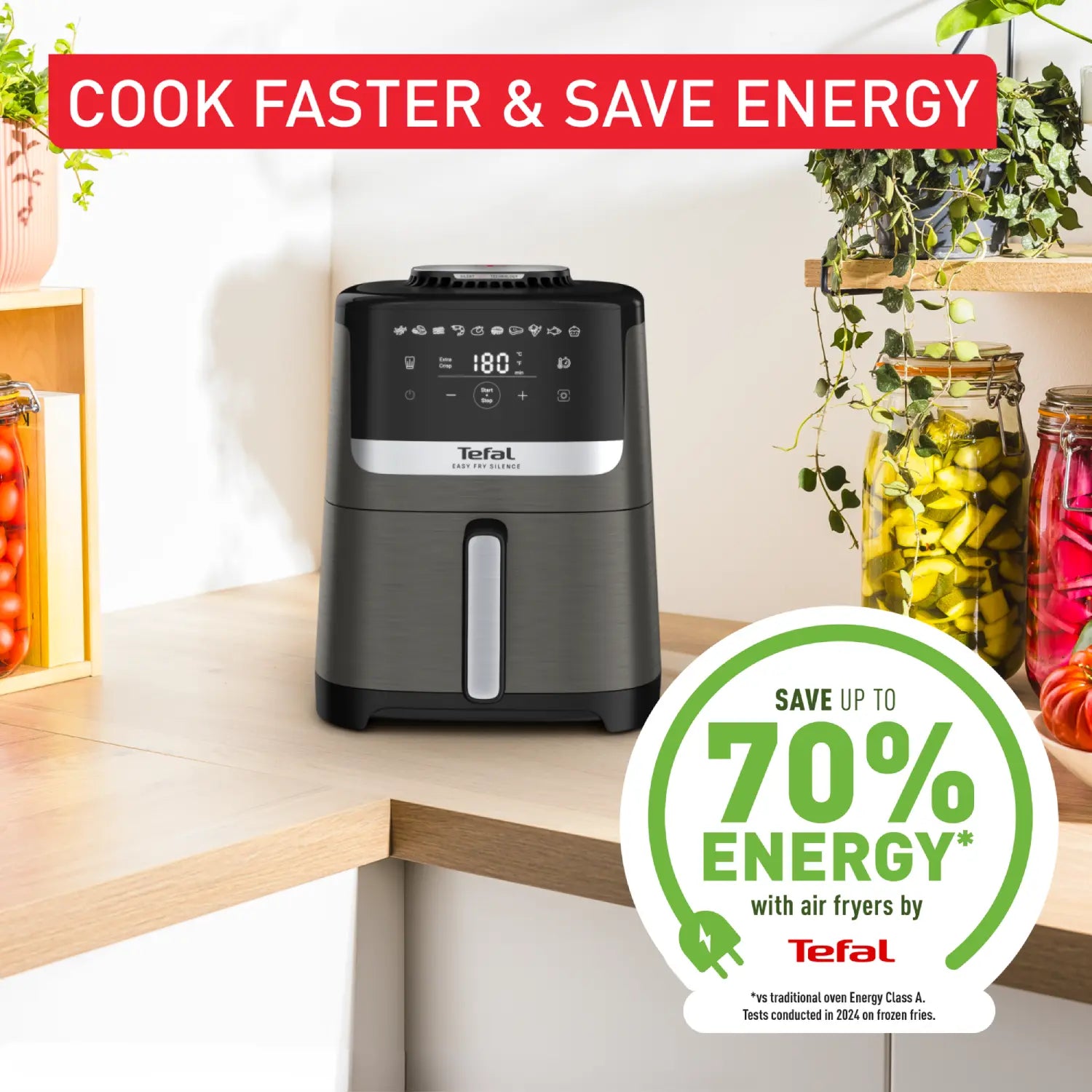 Tefal Easy Fry Silence Essential 5L Air Fryer - Healthy Oil-Free Cooking, Quiet Operation for Home & Kitchen - Perfect for Frying, Baking, Roasting & Grilling