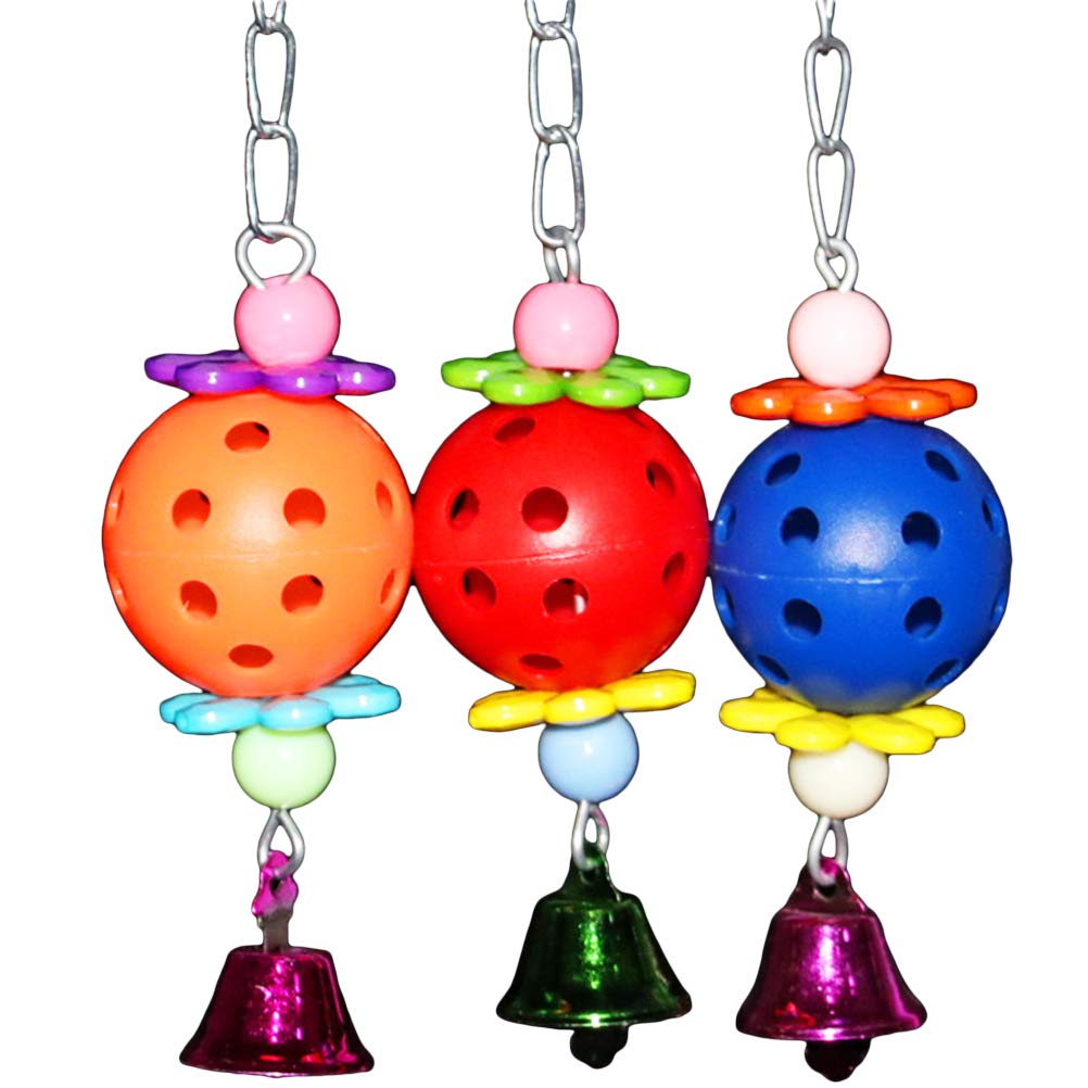 POPETPOP 3-Piece Bird Chew Toys Set - Hanging Cage Toy for Large Parrots & Birds | Durable Chewing Accessories for Stress Relief & Beak Exercise | Perfect for Macaws, Cockatoos & African Greys - Cage Enrichment Activity